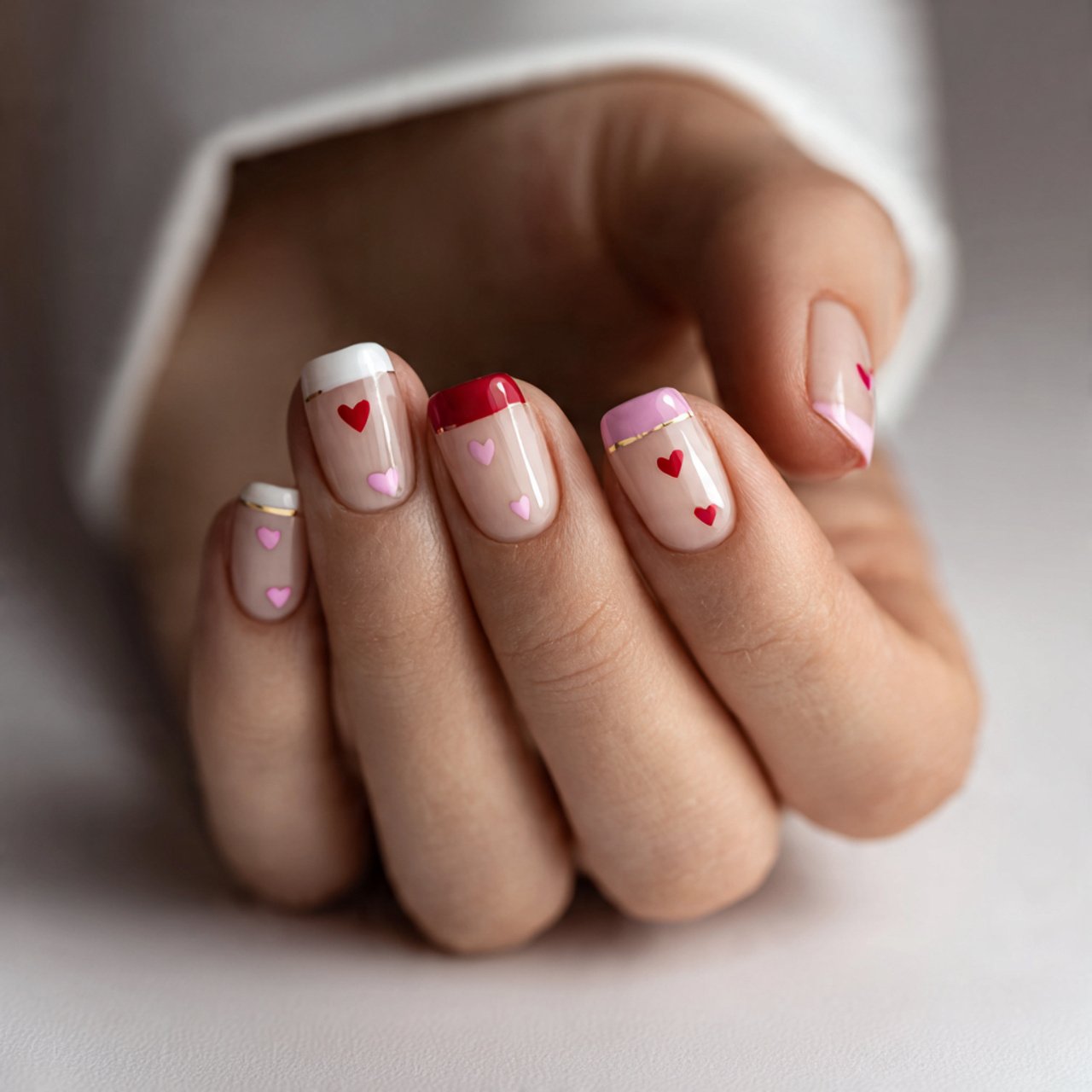 nails with tiny hearts nails