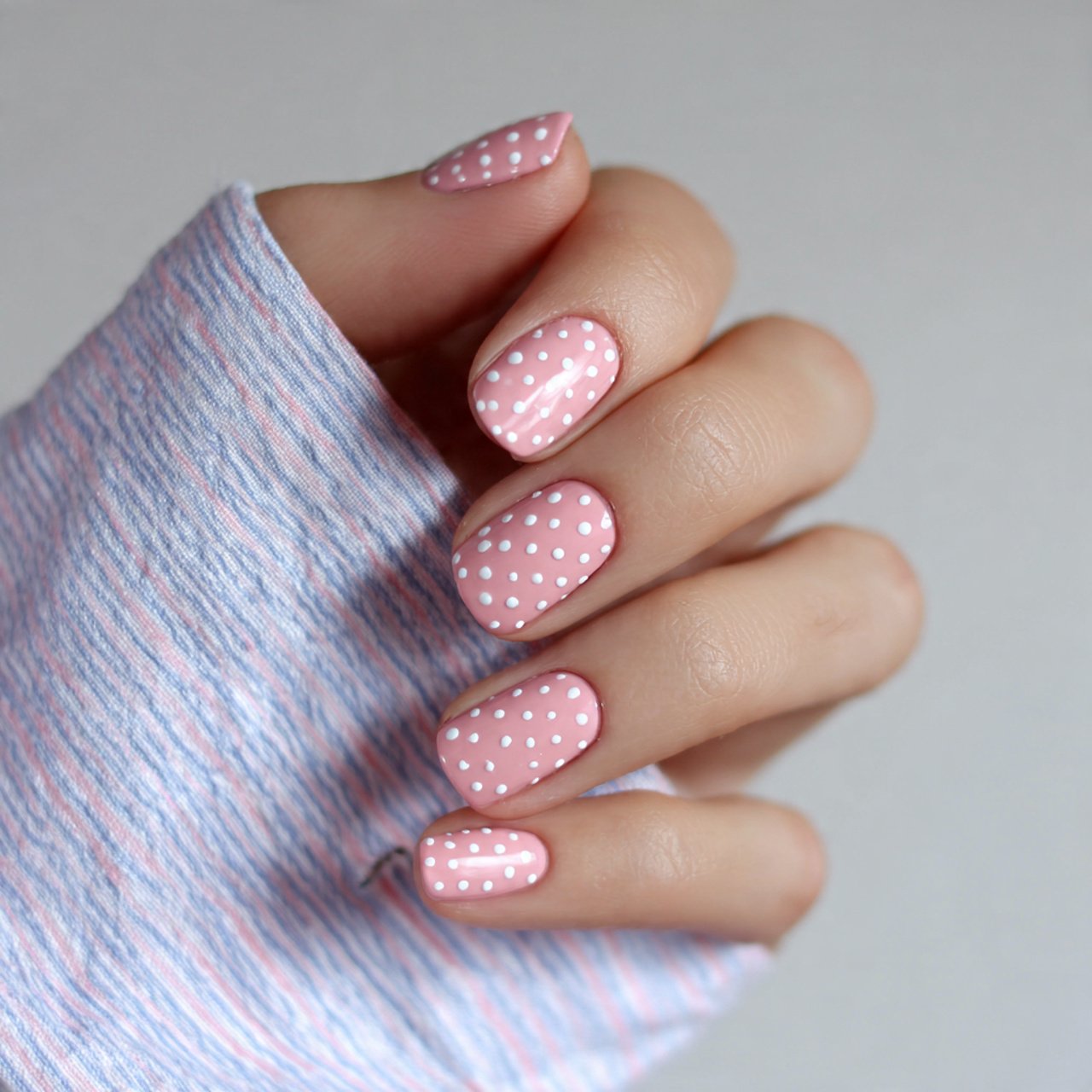 nails with tiny white dot detail nails