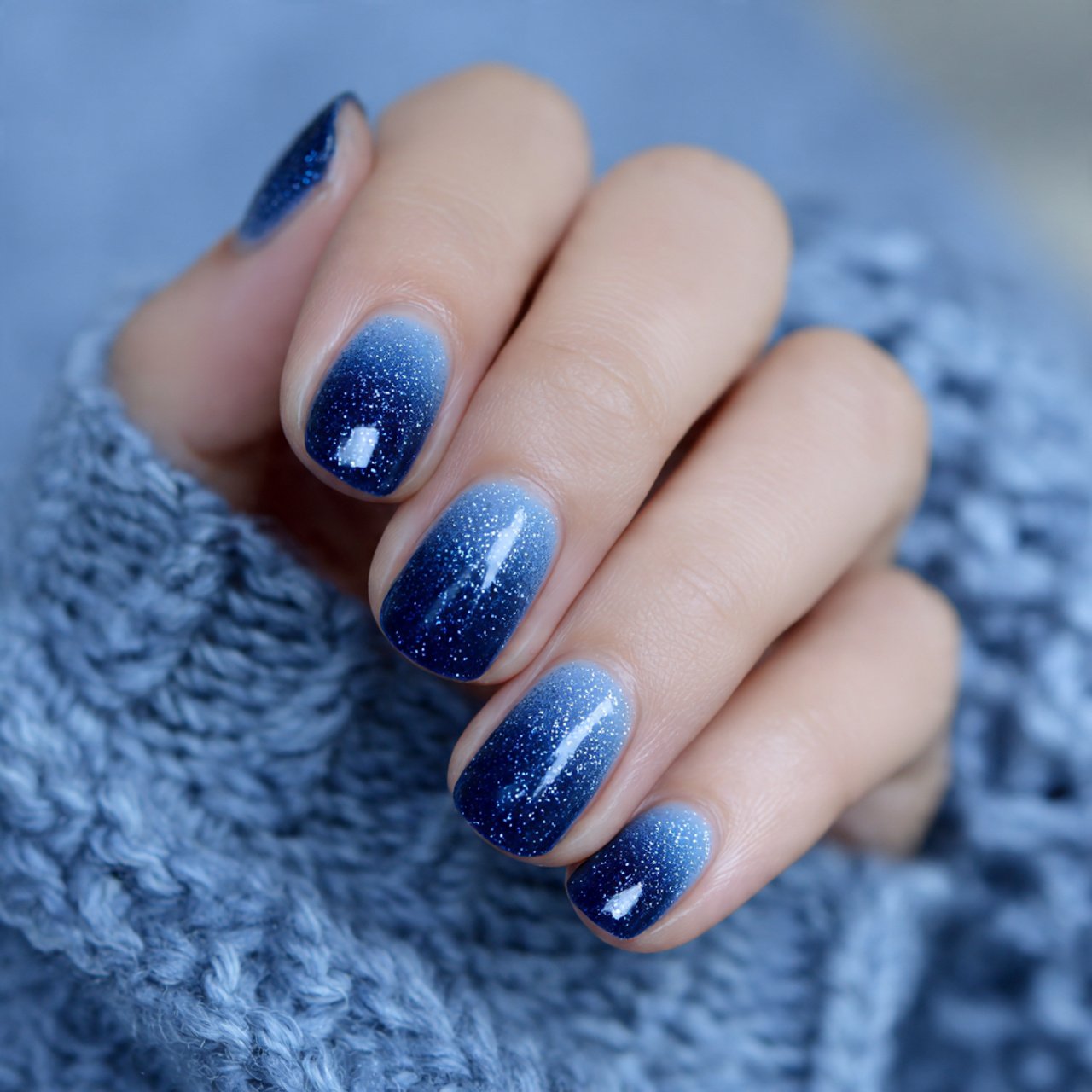 navy ombr nails