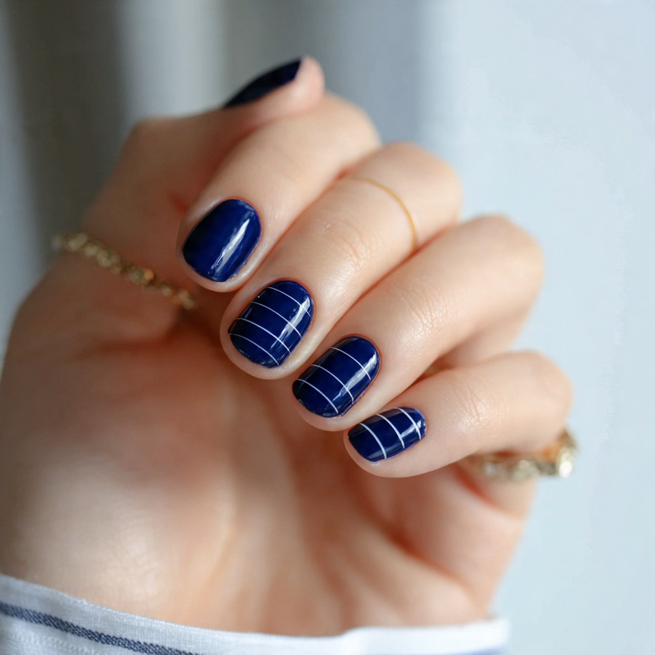 navy soft su unghie corte nails