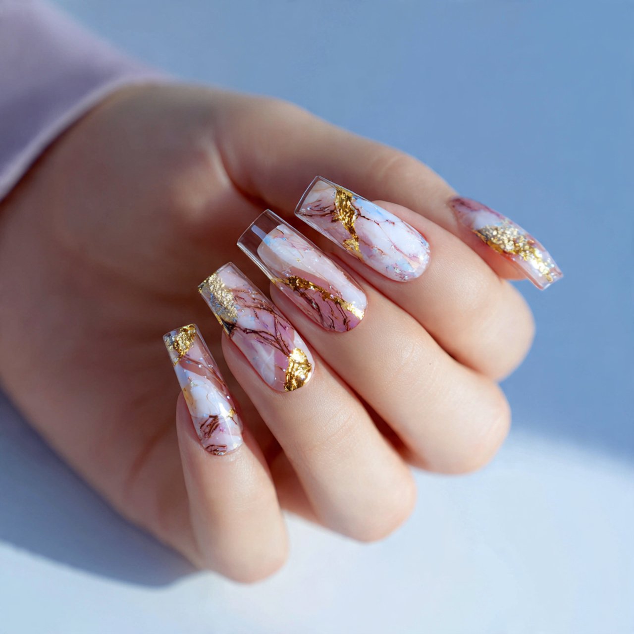 negative space side swipe fake nails