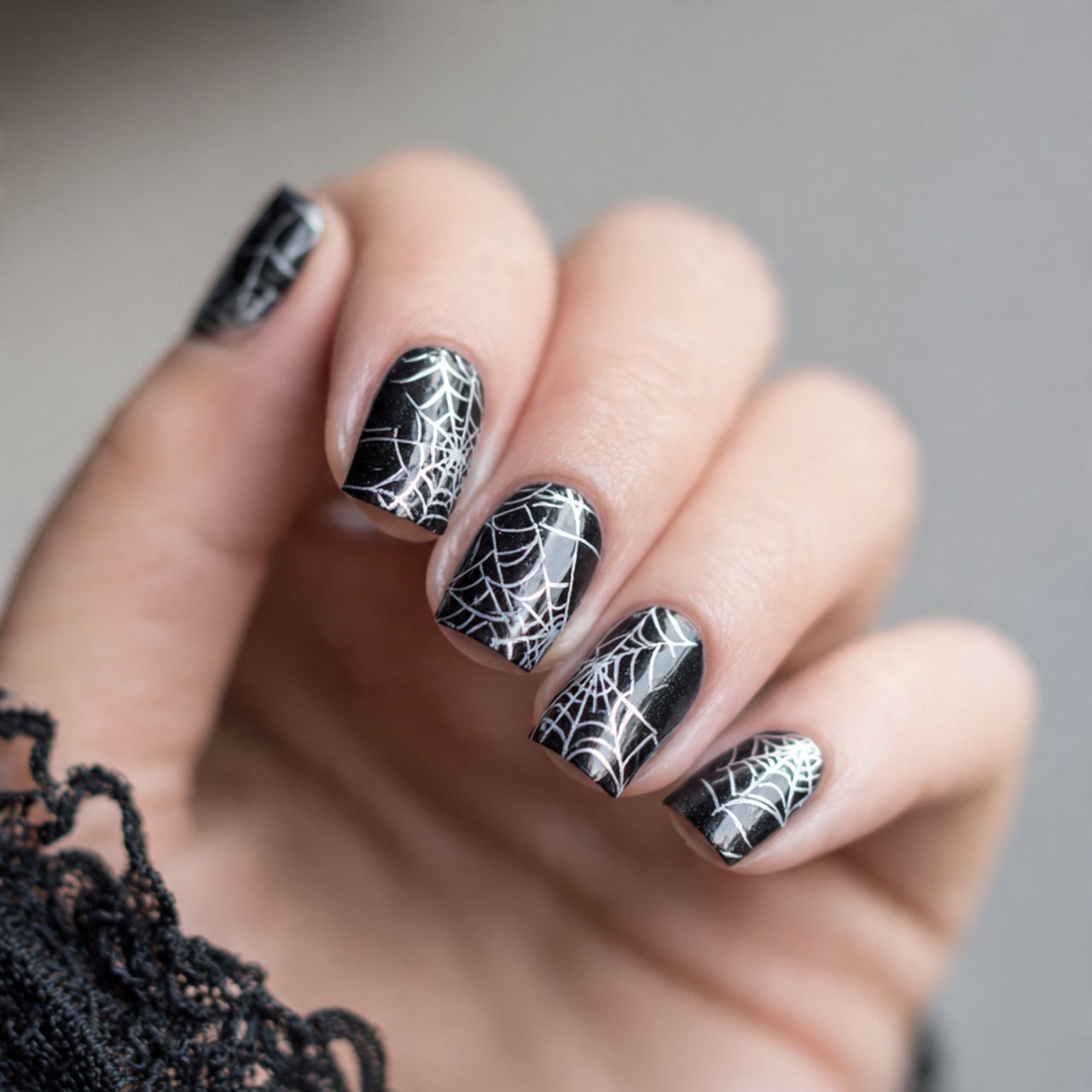 negative space web corners nails