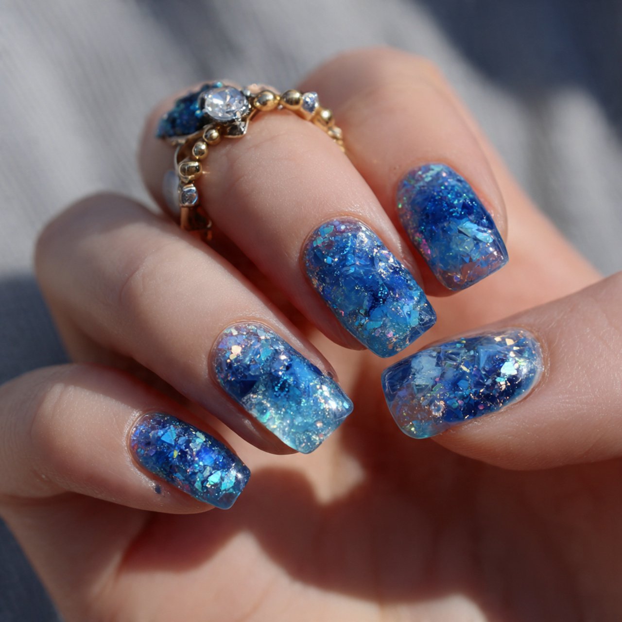 ocean blue aura nails