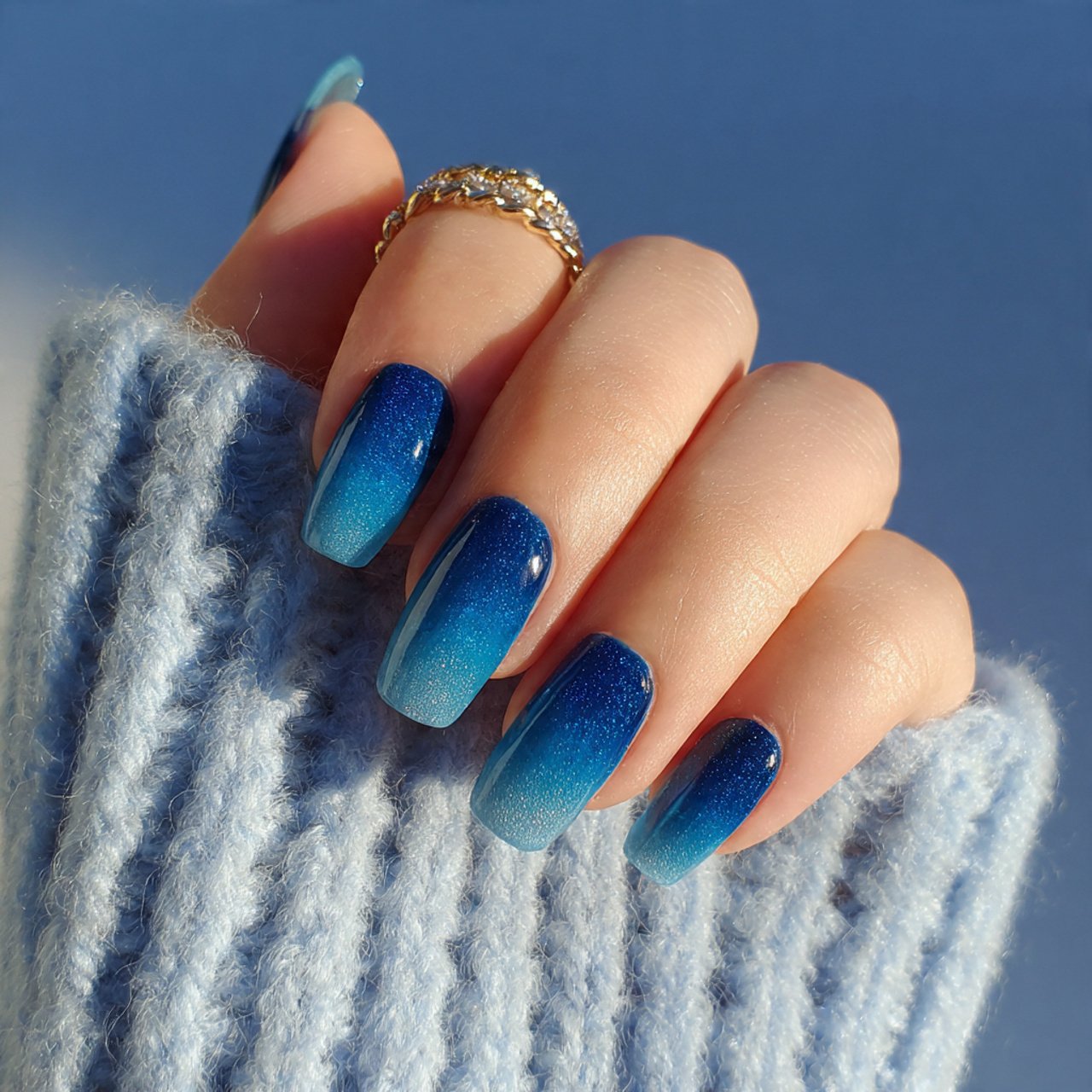 ocean ombr blue nails