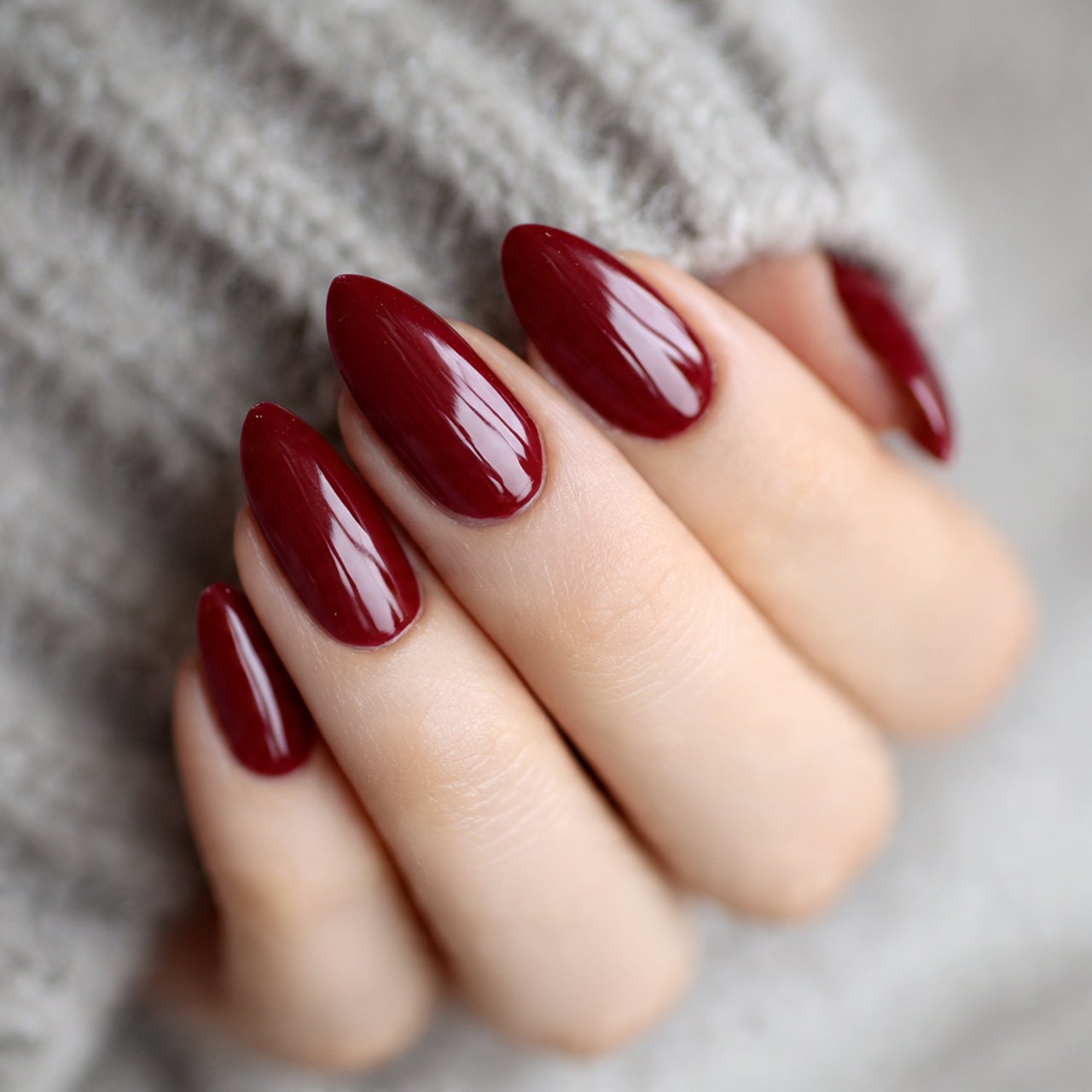 oxblood almond nails