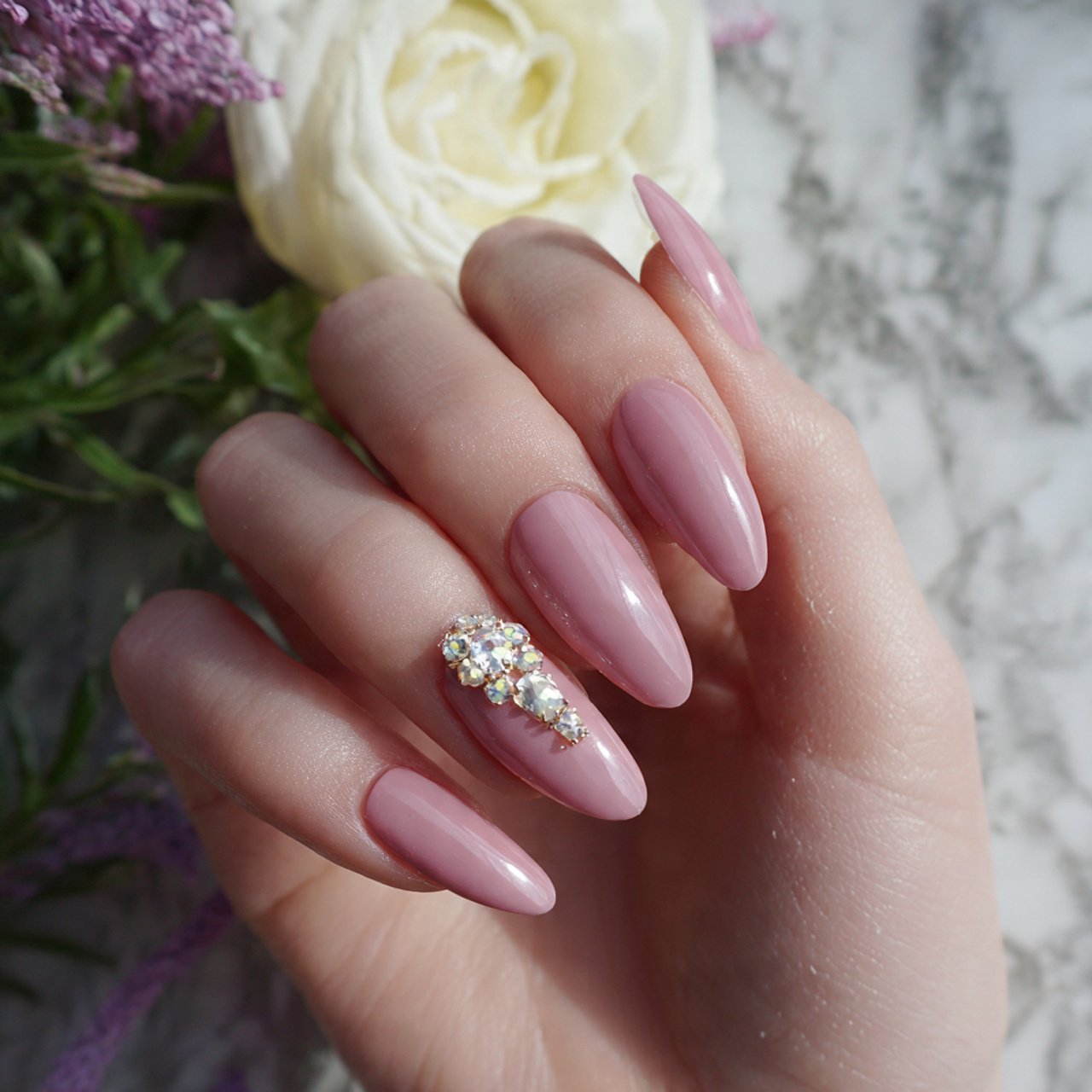 pale rose formal nails