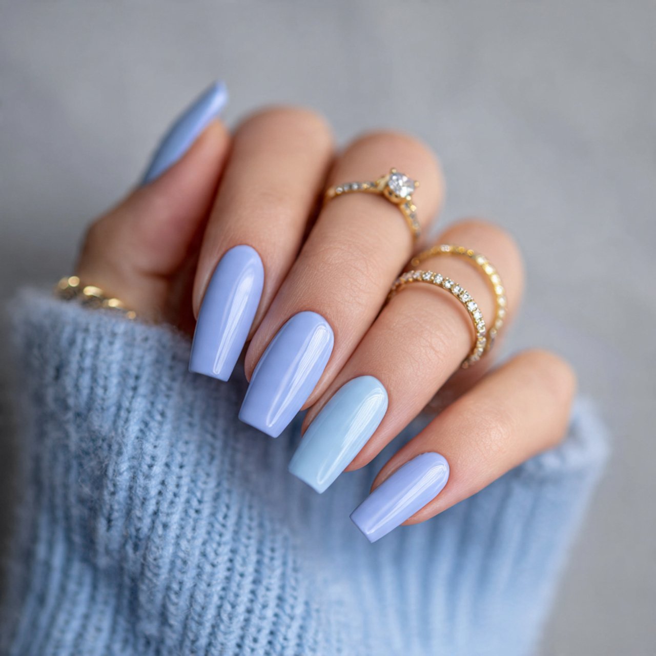 pastel blue mix and match nail set nails