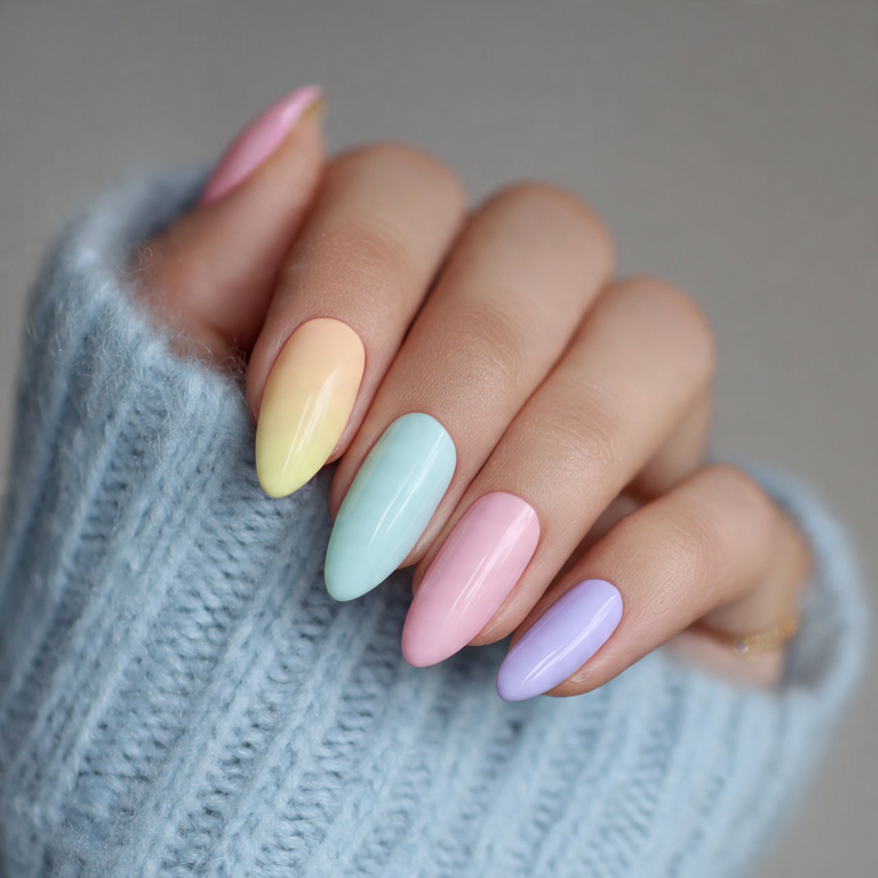 pastel mismatch nails with very soft tones nails
