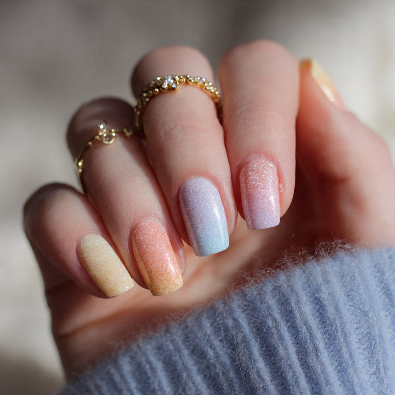 pastel mismatch nails