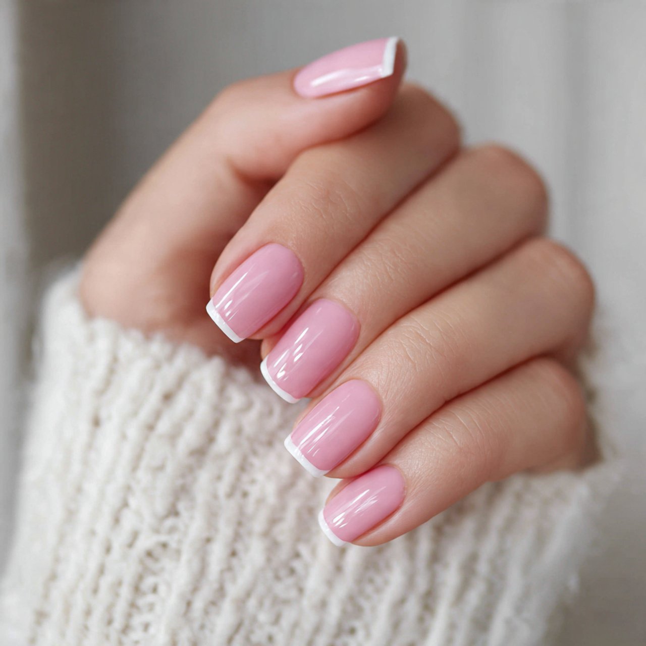 pink side french nails