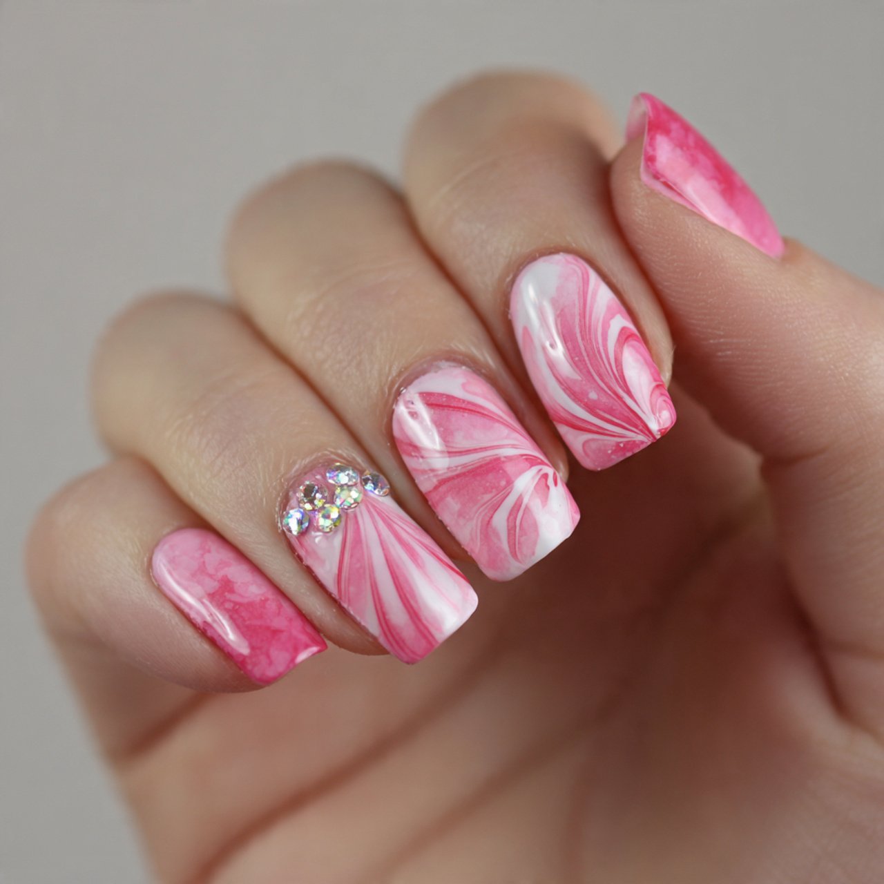 pink swirl nail art nails