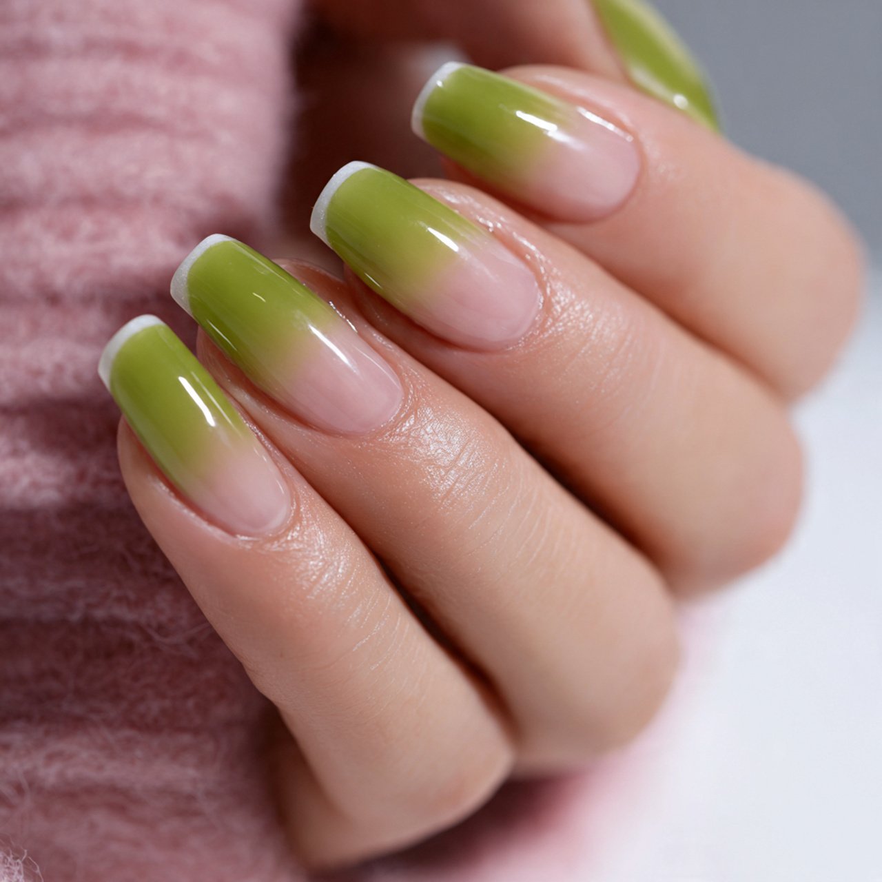 pistachio micro french tips nails