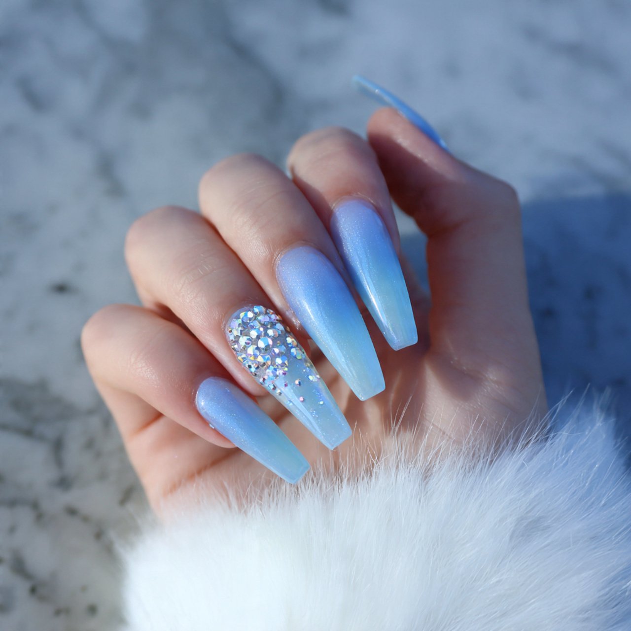 powder blue aura nails