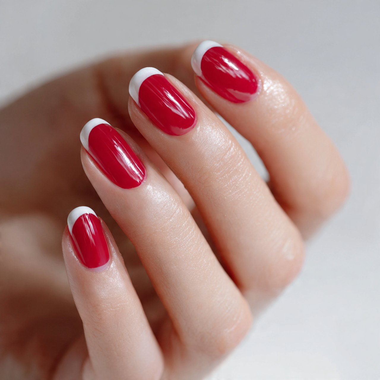 red micro french tip nails