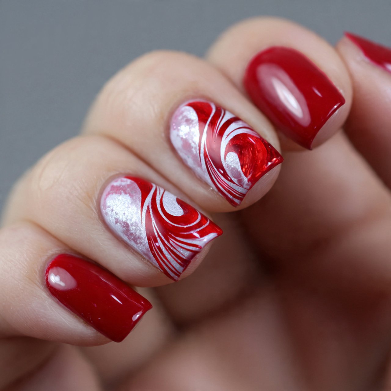 red swirl nail art nails