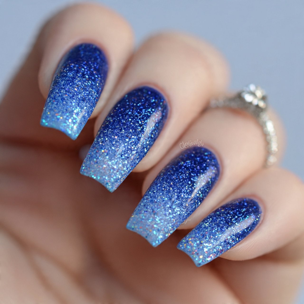 sapphire glitter fade nails