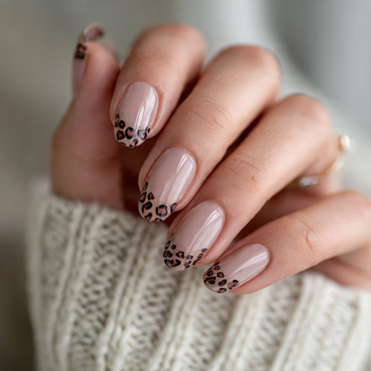 sheer leopard accent nails