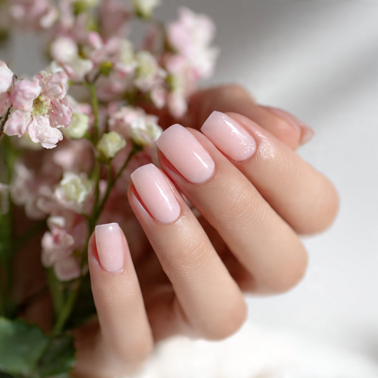sheer milky pink casual nails