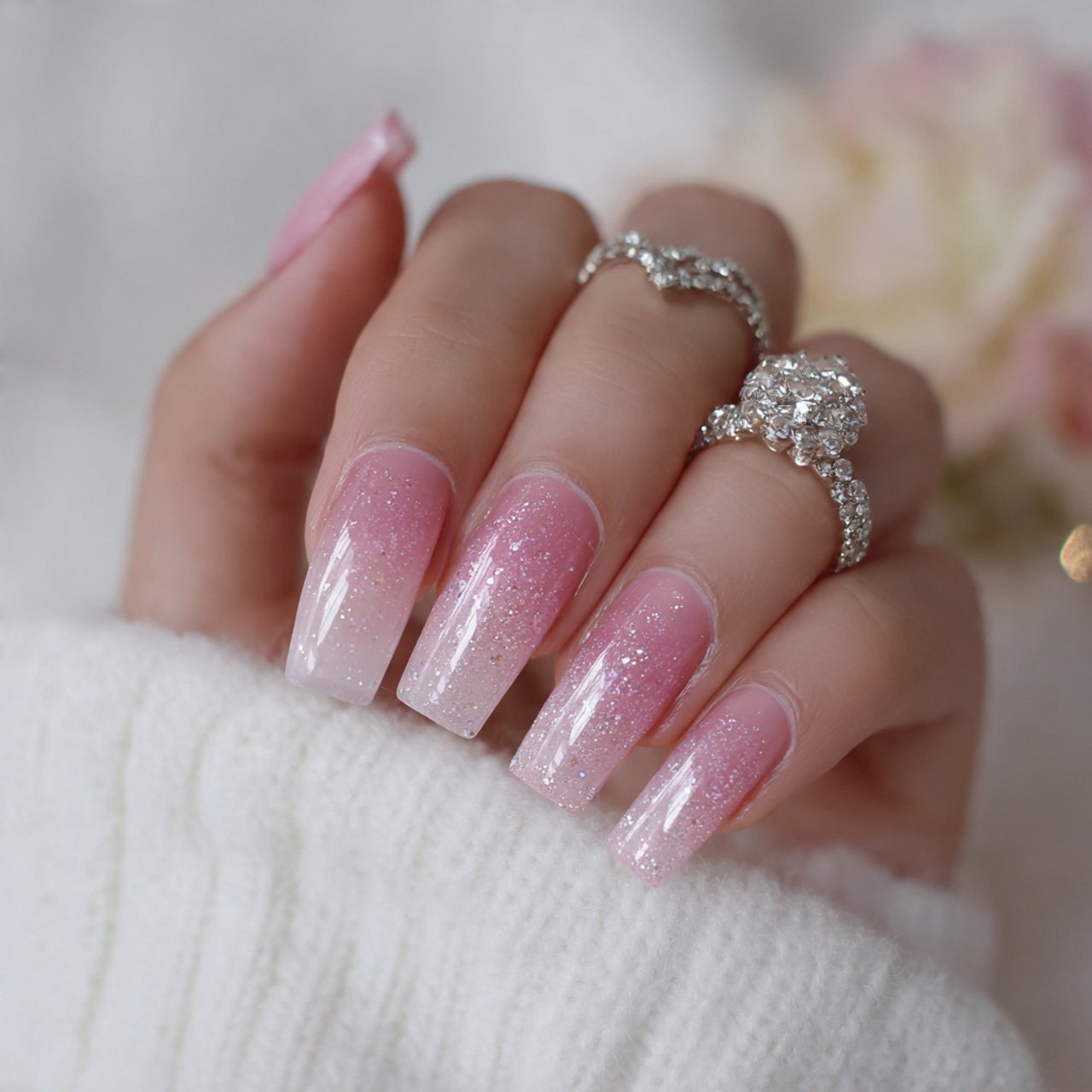 sheer milky pink work nails
