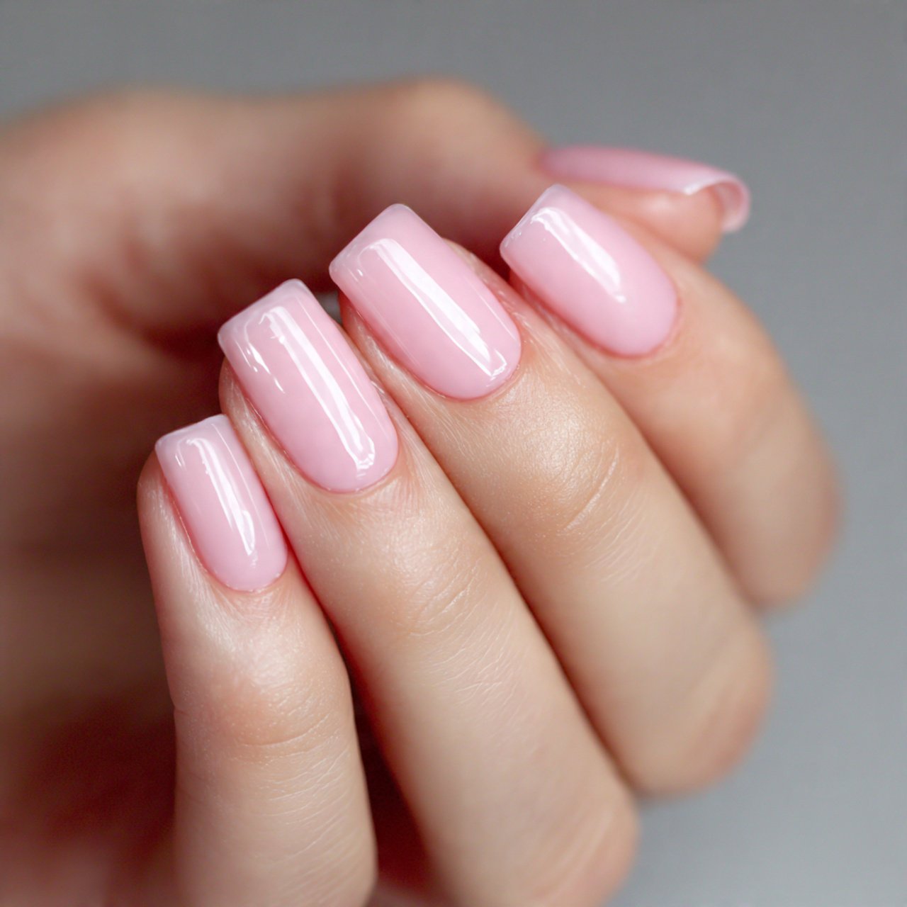 sheer pink gloss formal nails