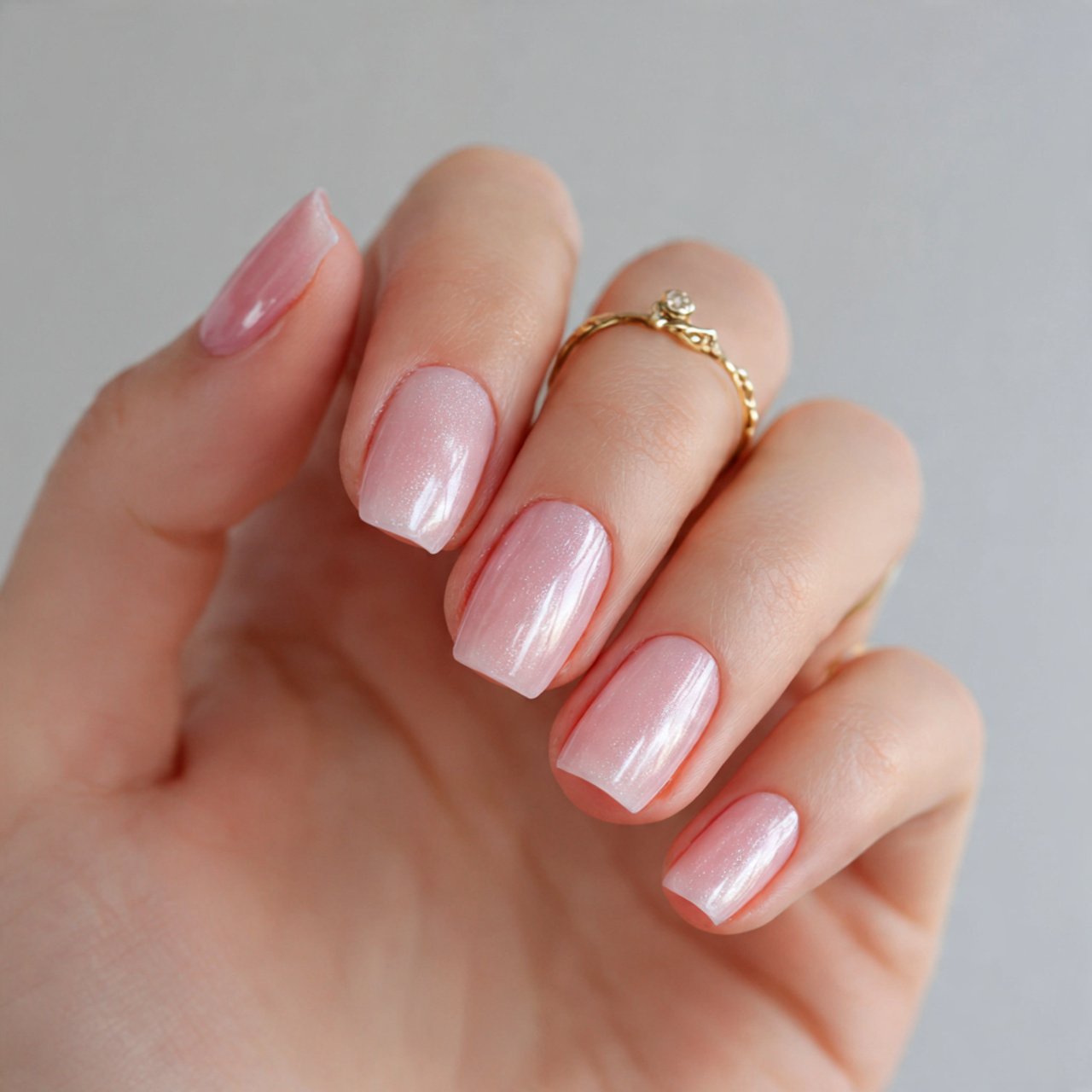 sheer pink gloss nails