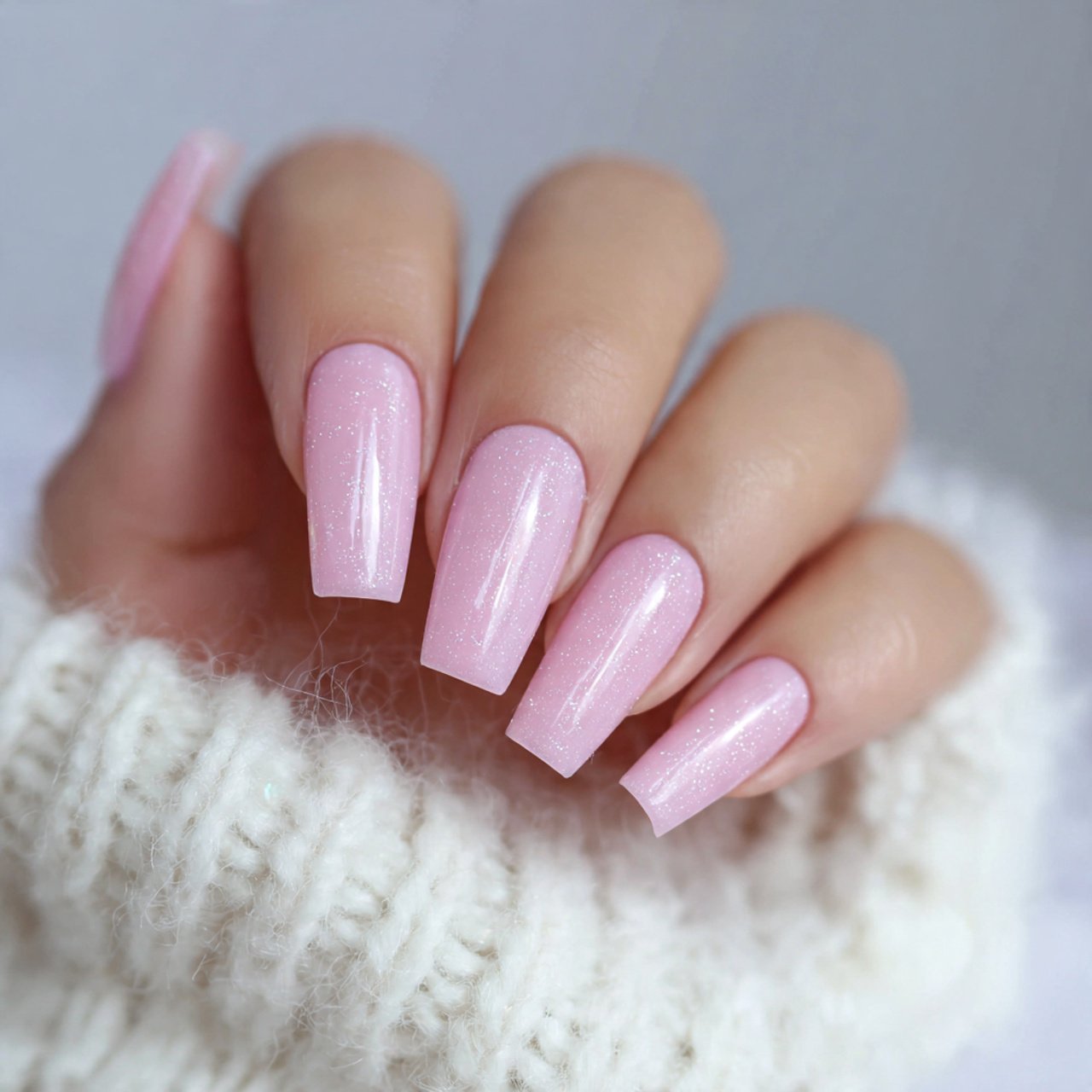 sheer pink gloss soft nails