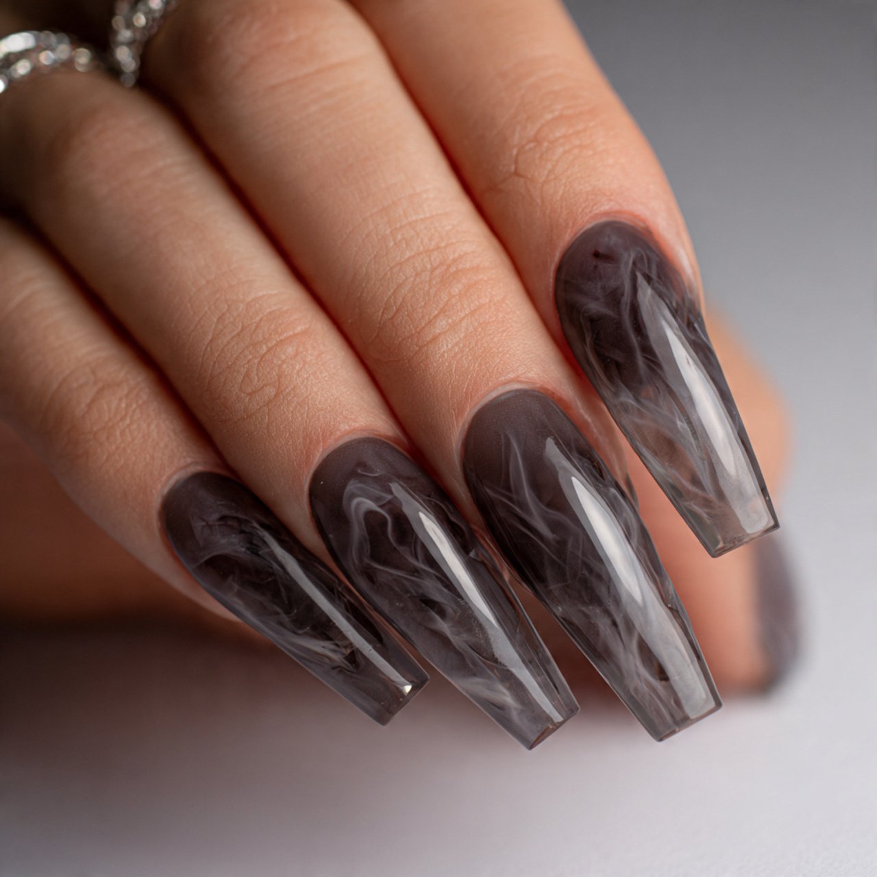 sheer smoke gray jelly nails