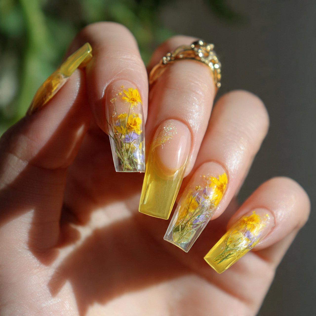 sheer yellow jelly nails