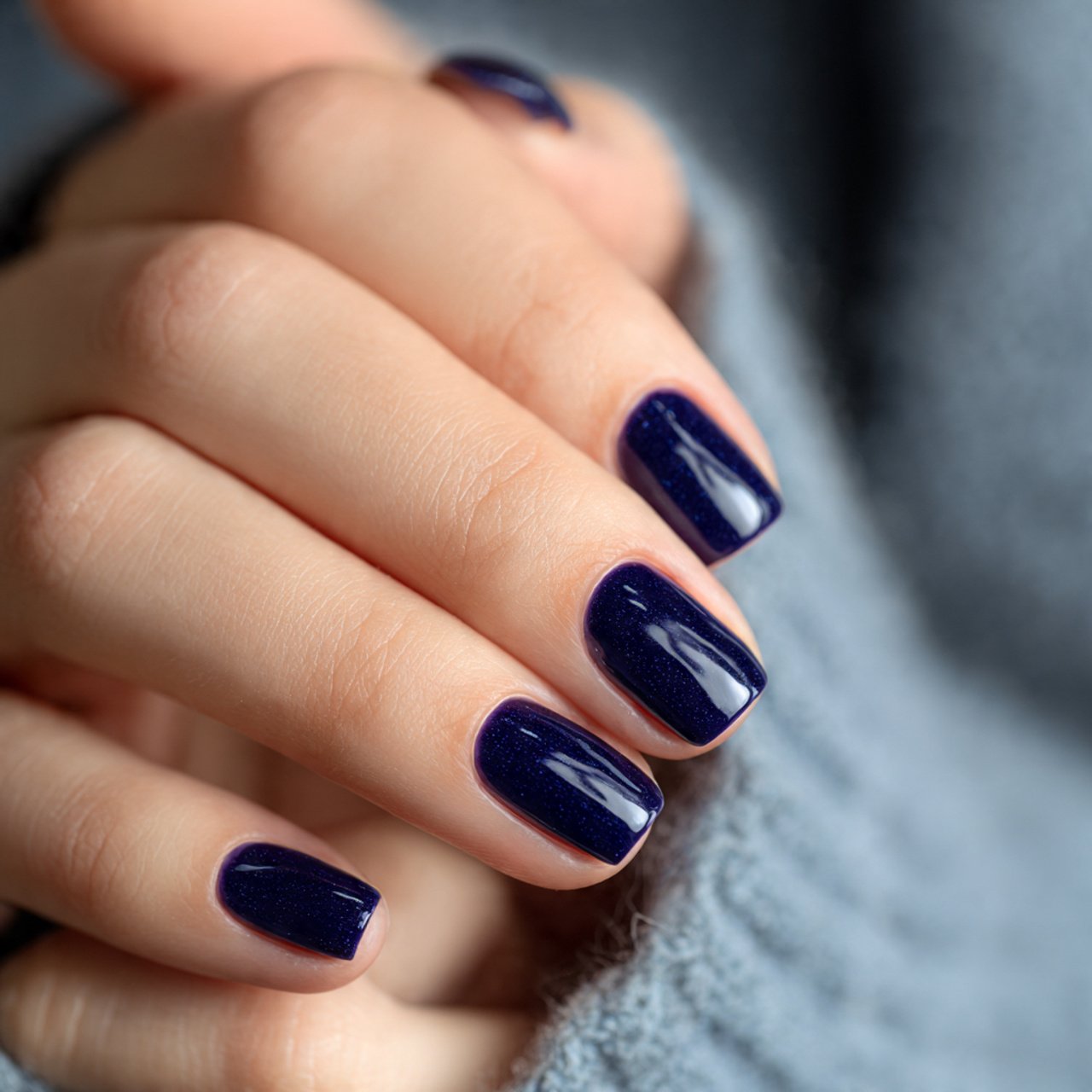 short navy squoval nails