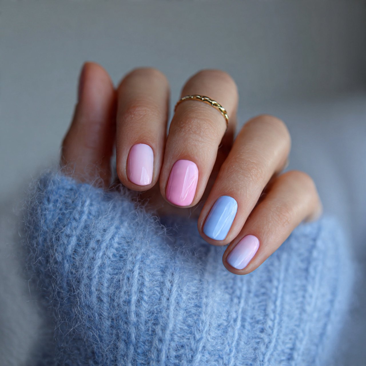 Pink and Blue Nails: 15 Fresh, Wearable Designs That Feel Trendy Without Trying Too Hard 12 short pink and blue mismatched nails 2
