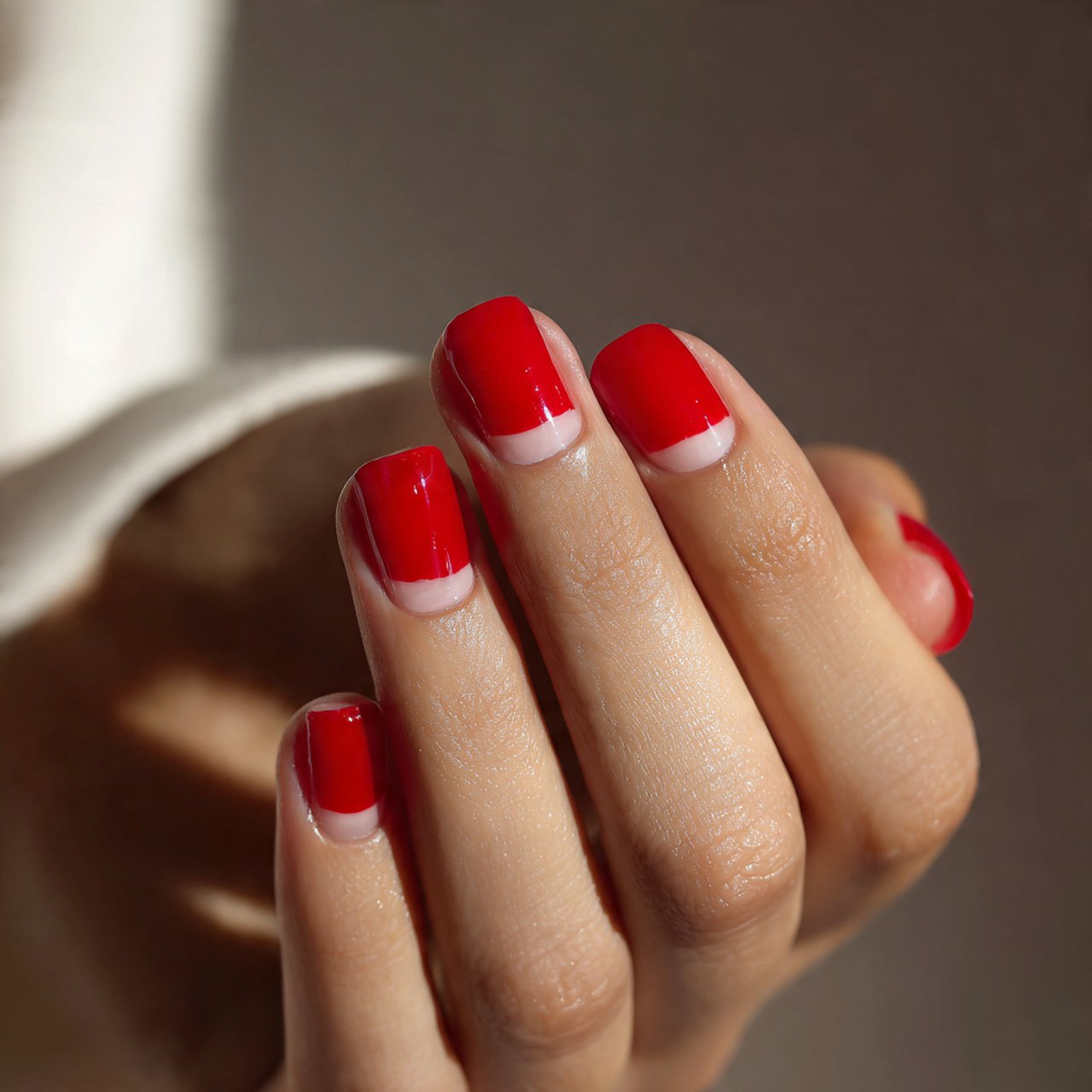 short red color block nails
