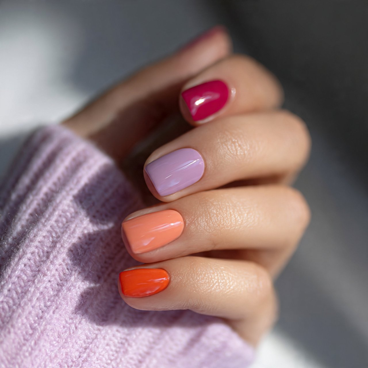 short squoval glossy work nails