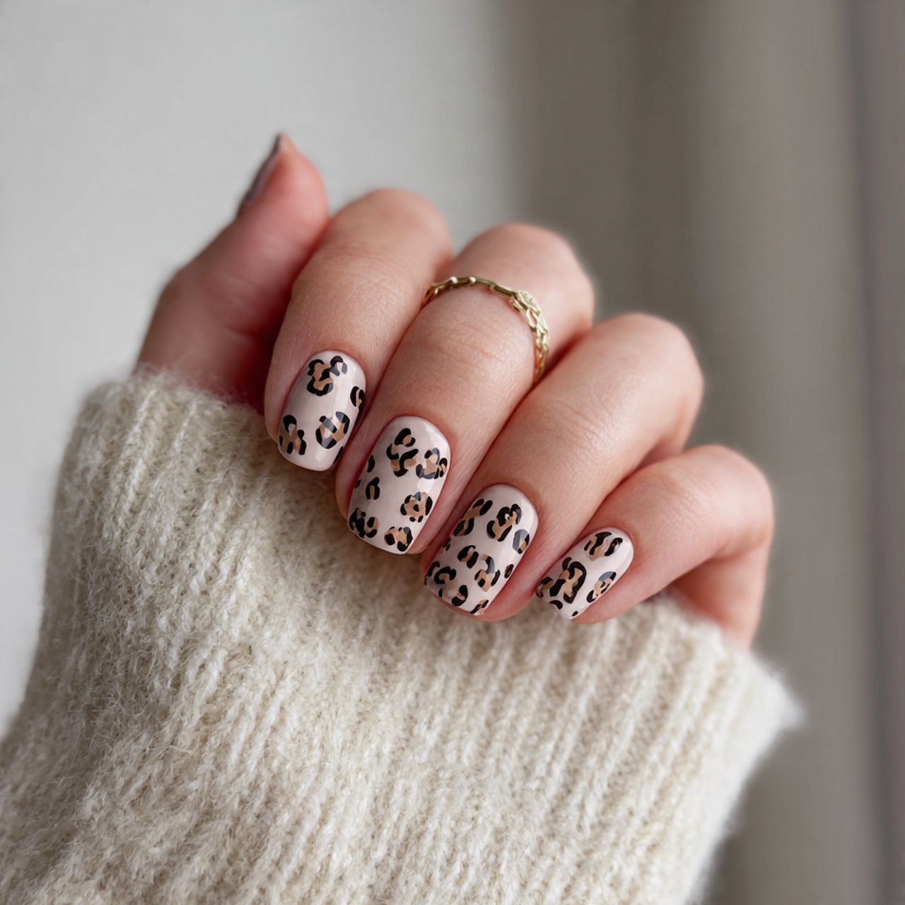 short squoval leopard nails