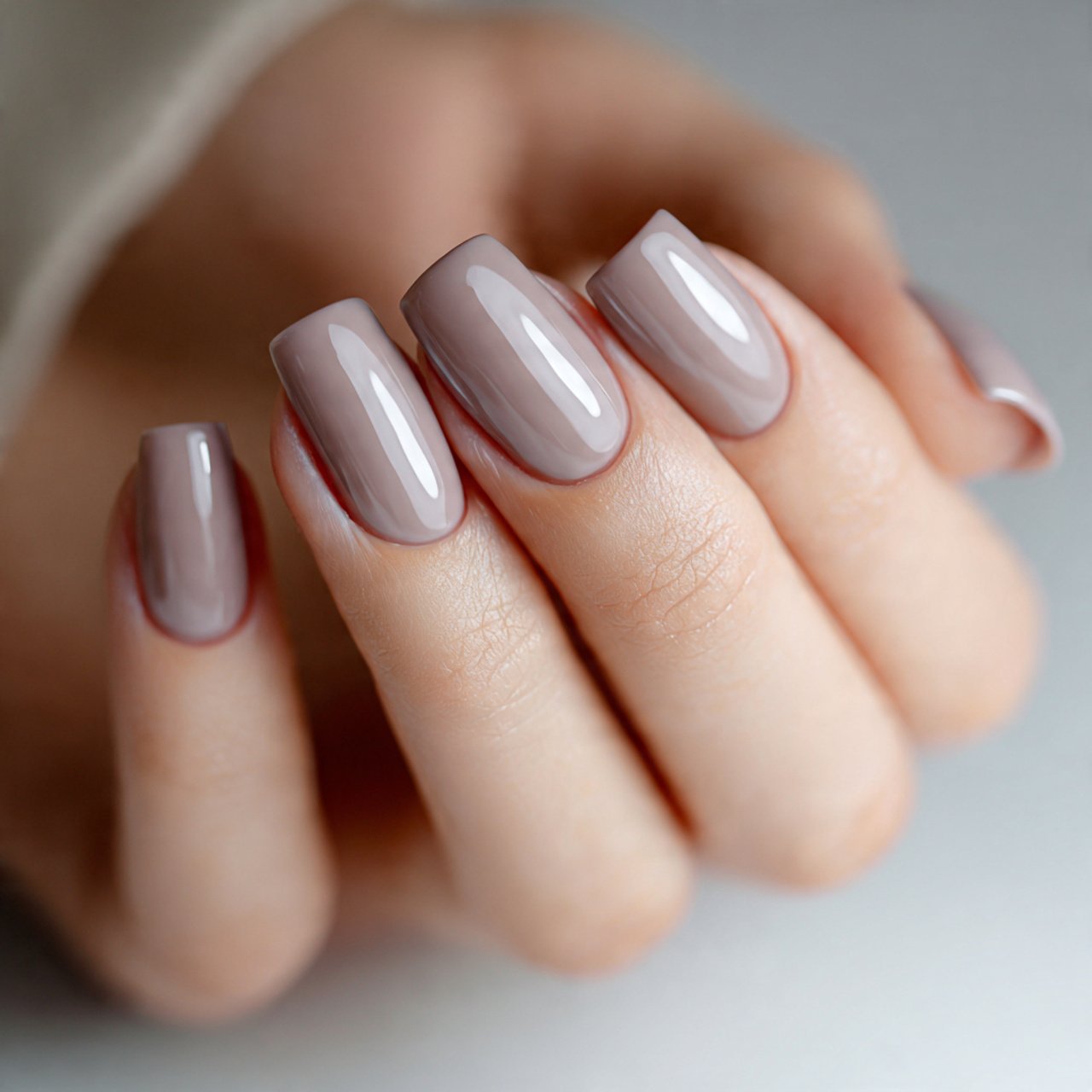 short squoval taupe acrylic nails
