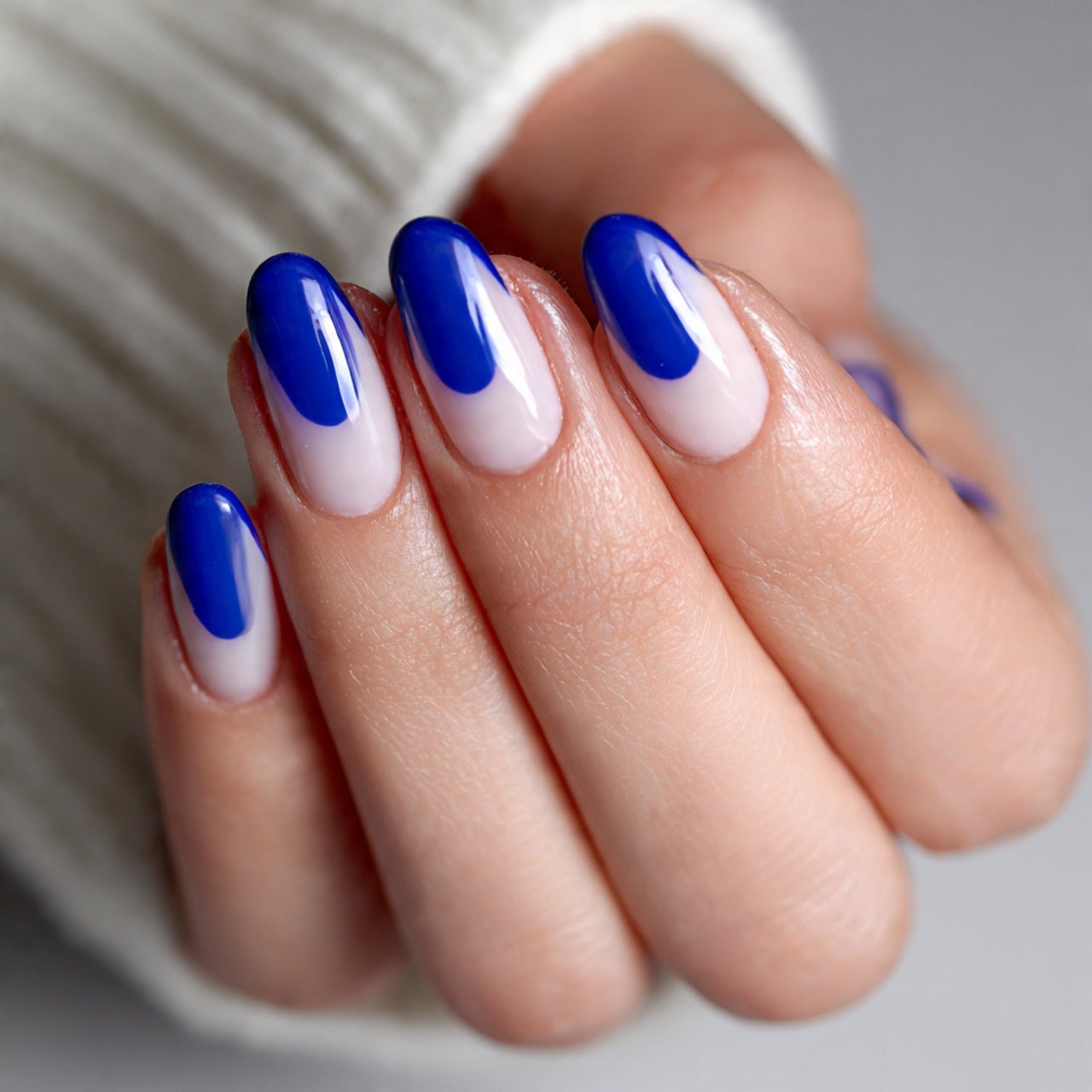 Blue French Tip Nails: 15 Salon-Worthy Ideas That Look Modern, Clean, and Wearable 12 side swept blue french nails