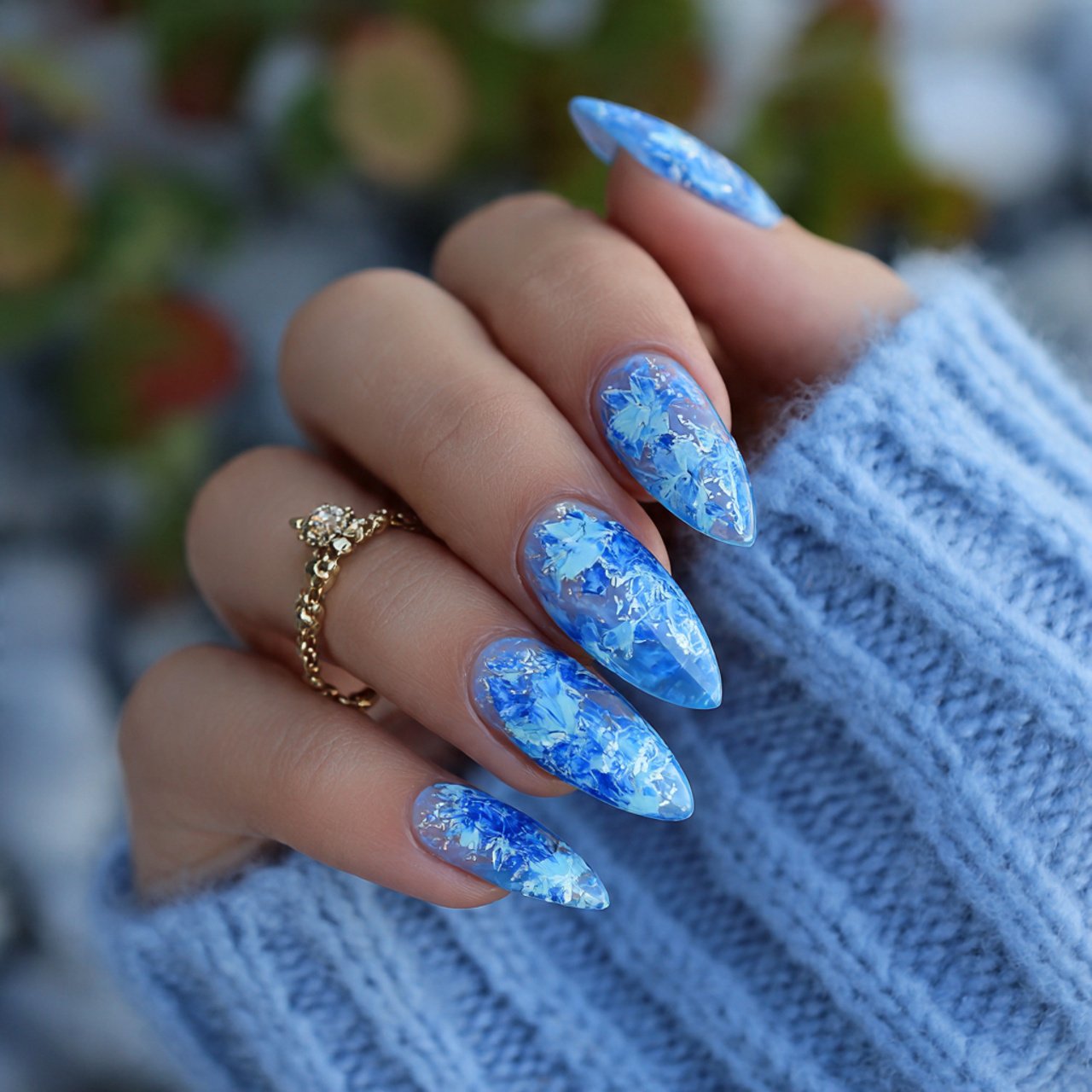 sky blue jelly nails