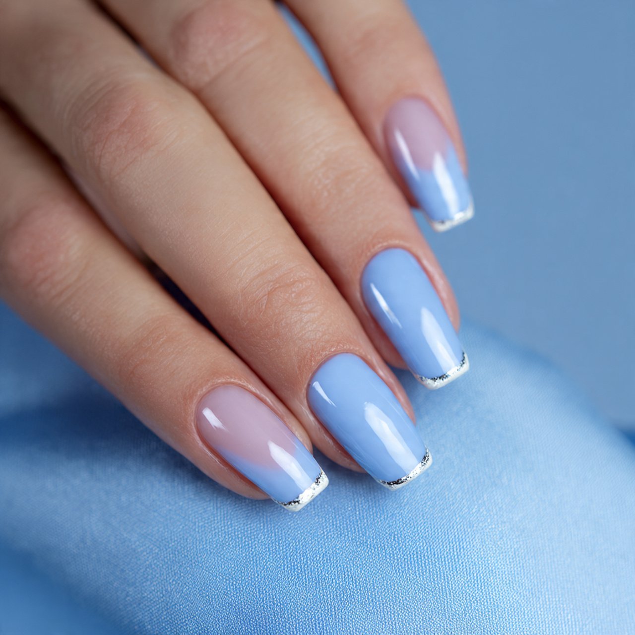 sky blue micro french hello nails