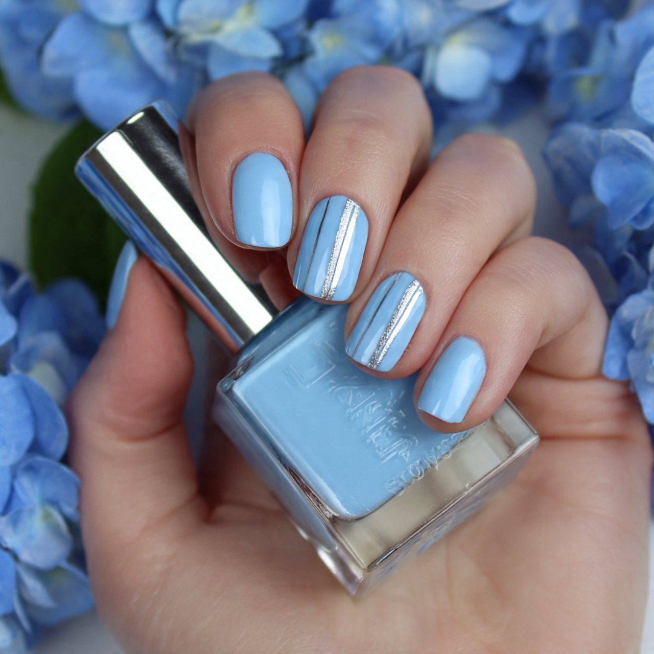 sky blue skittle nails