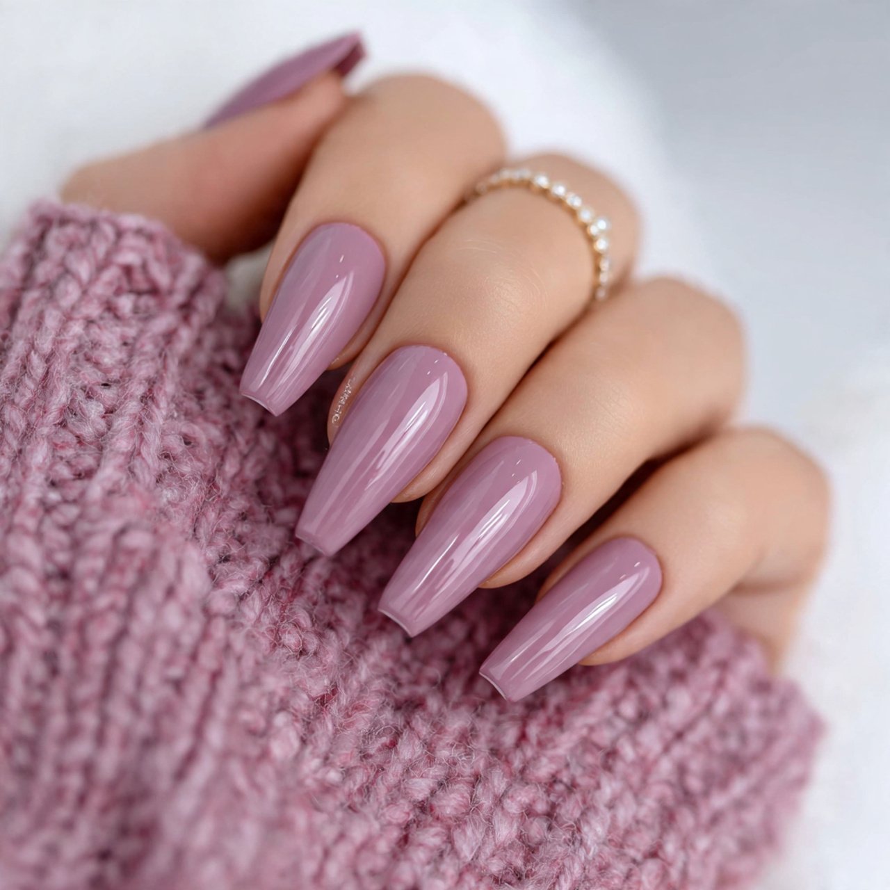 smoky mauve coffin acrylic nails
