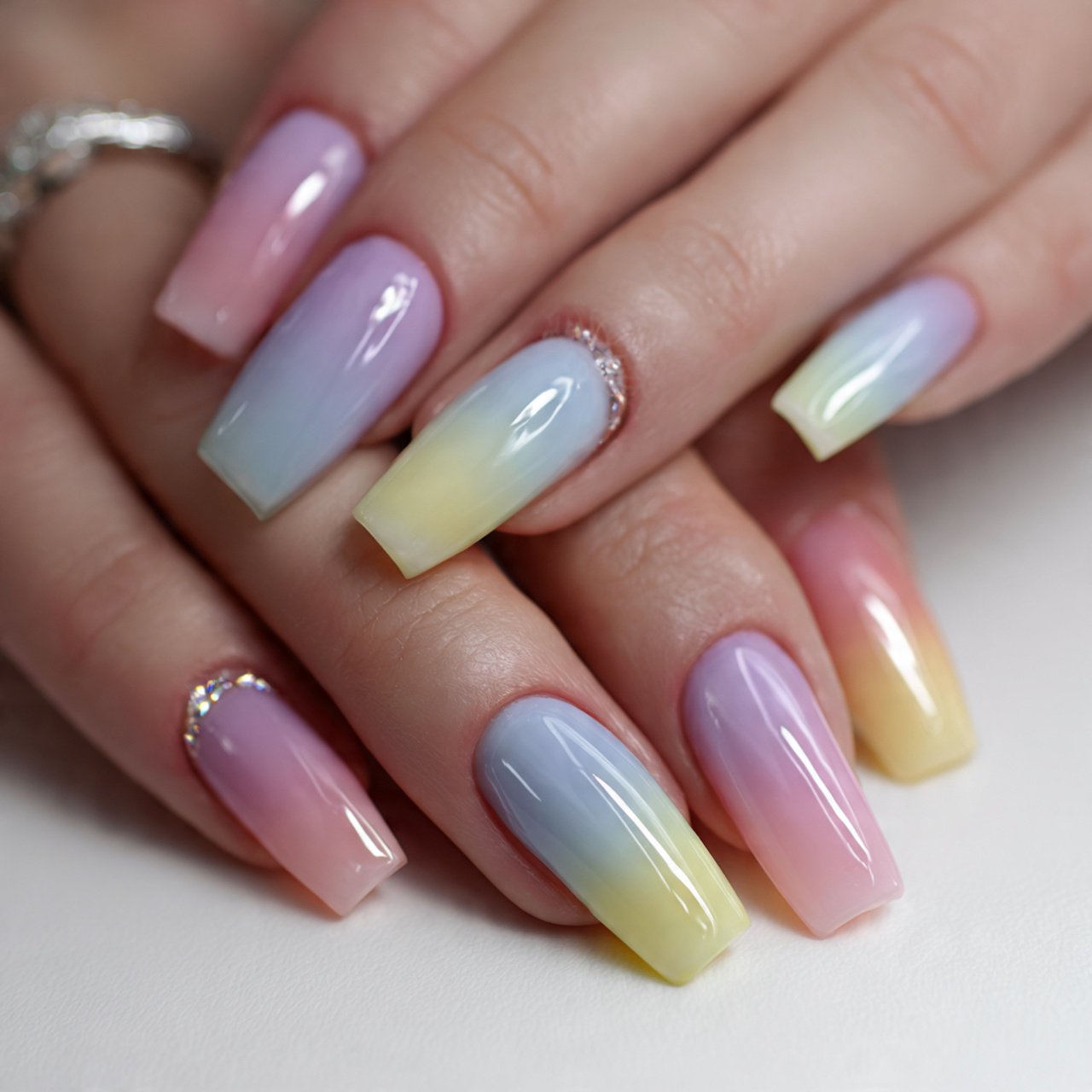 soap nails with a glossy finish nails