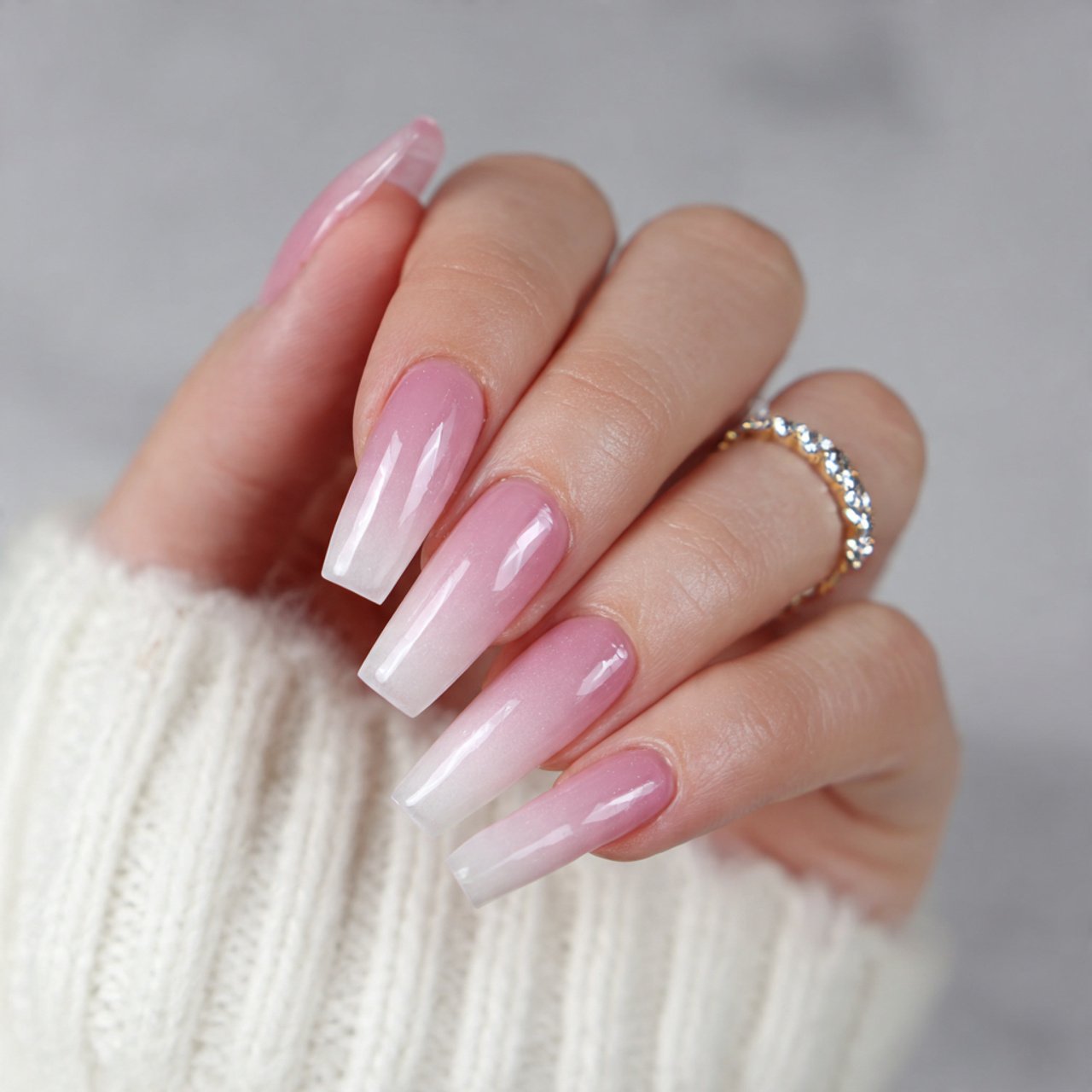 soft blush ombr acrylic nails