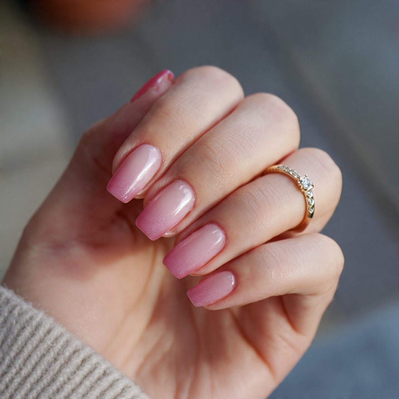 soft blush ombr nails