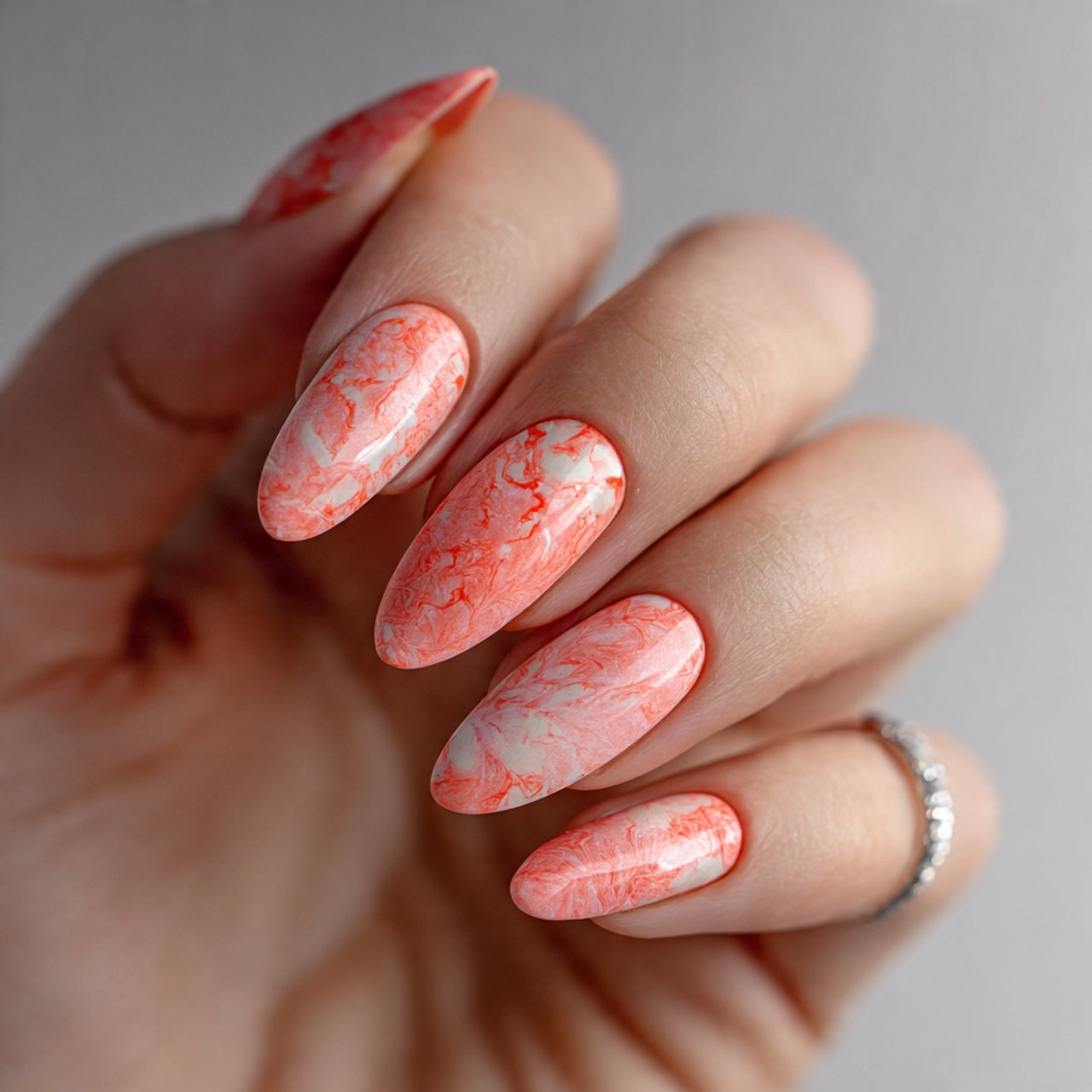 soft coral hello nails