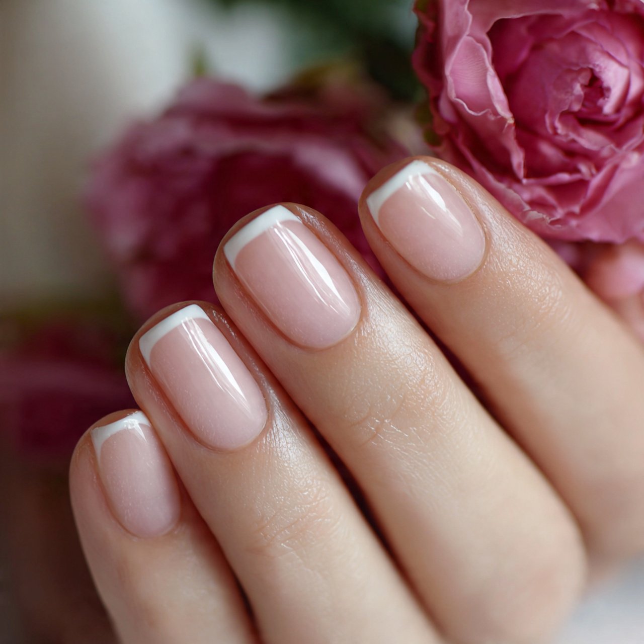 soft french tip formal nails
