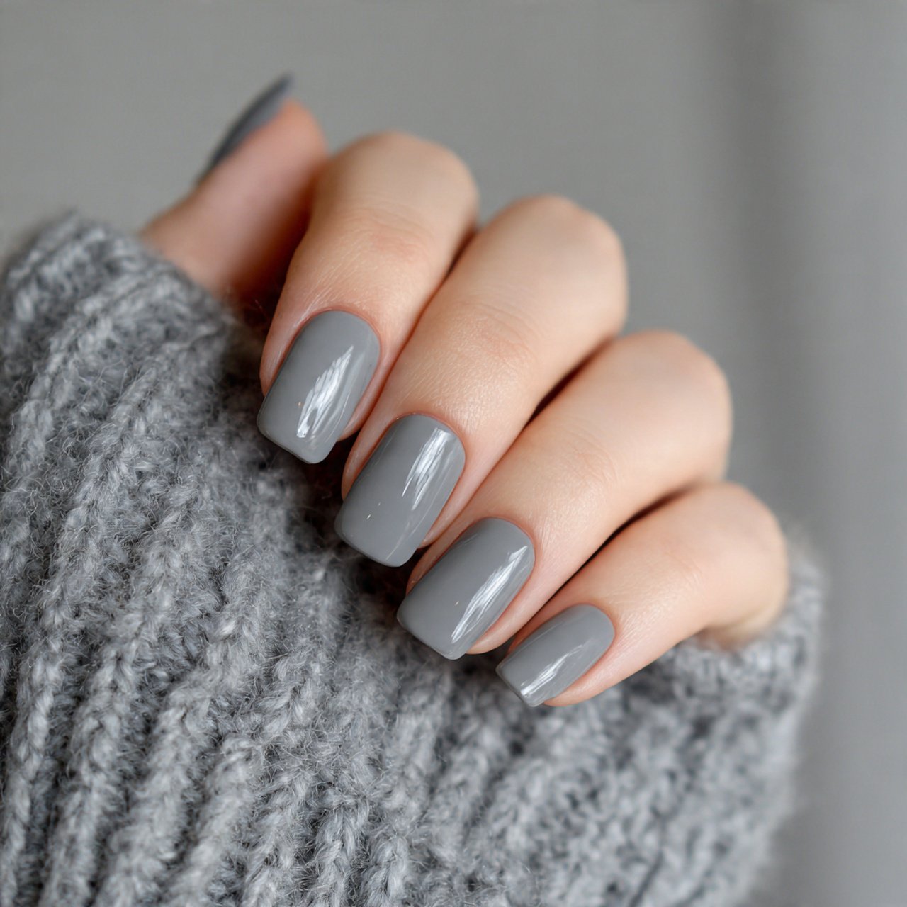 soft gray casual nails