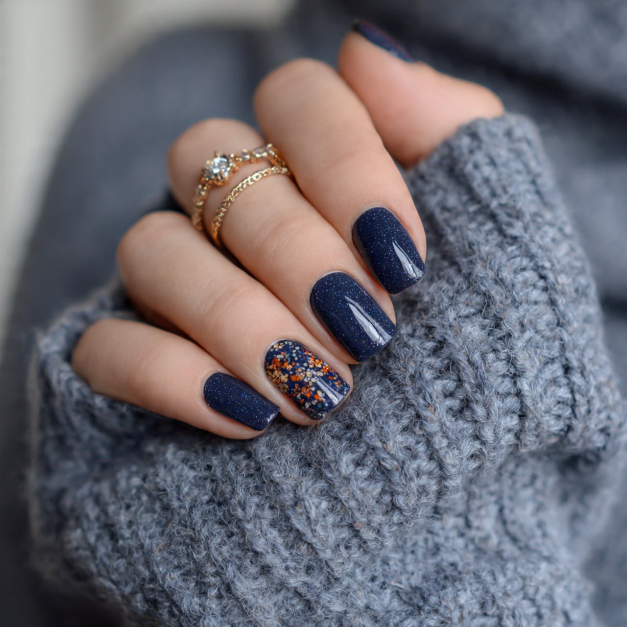 soft navy work nails