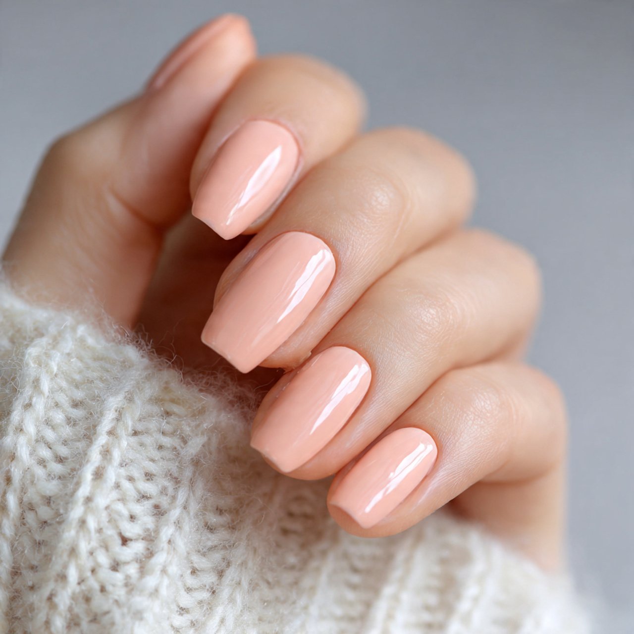 soft peach neutral nails