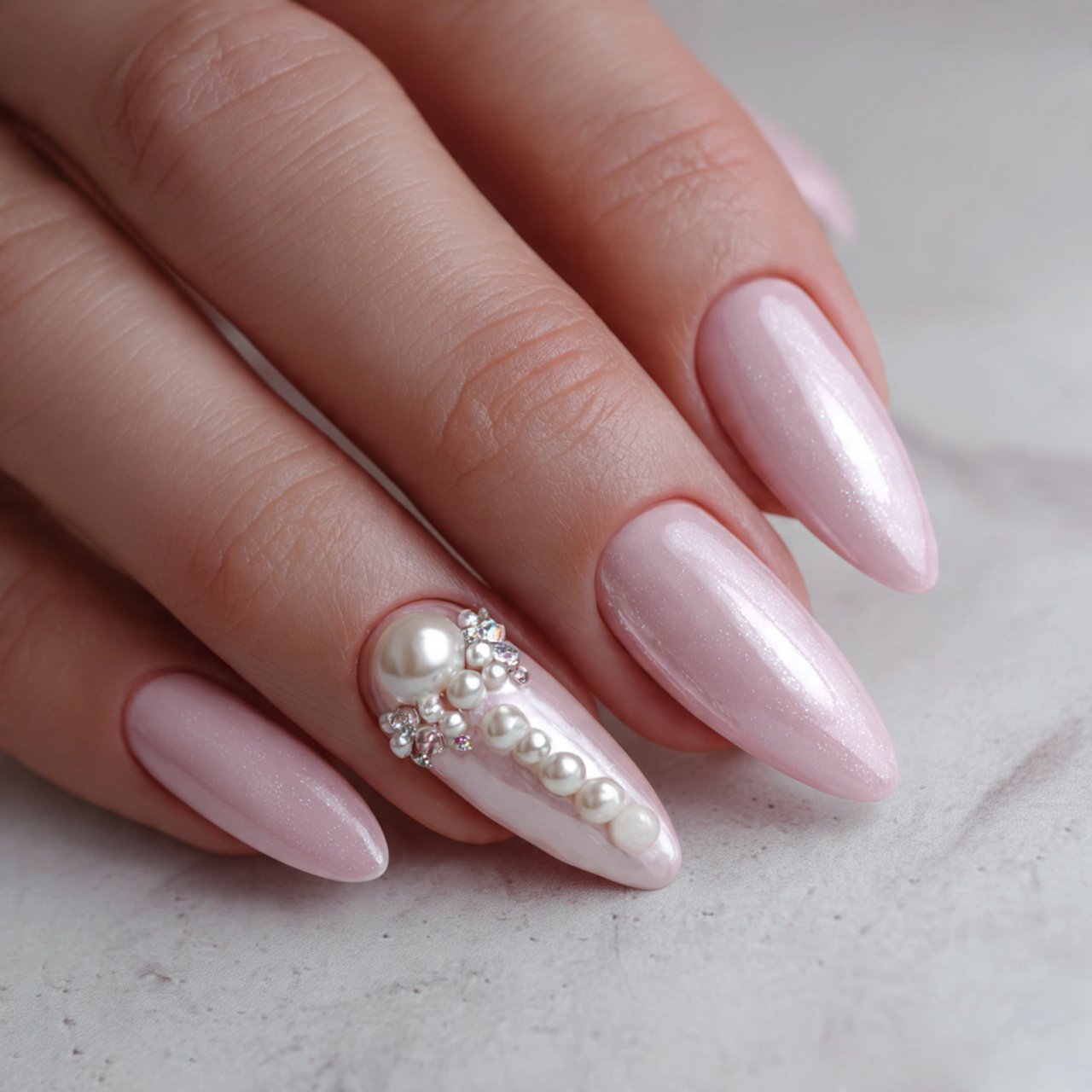 soft pearl accent formal nails