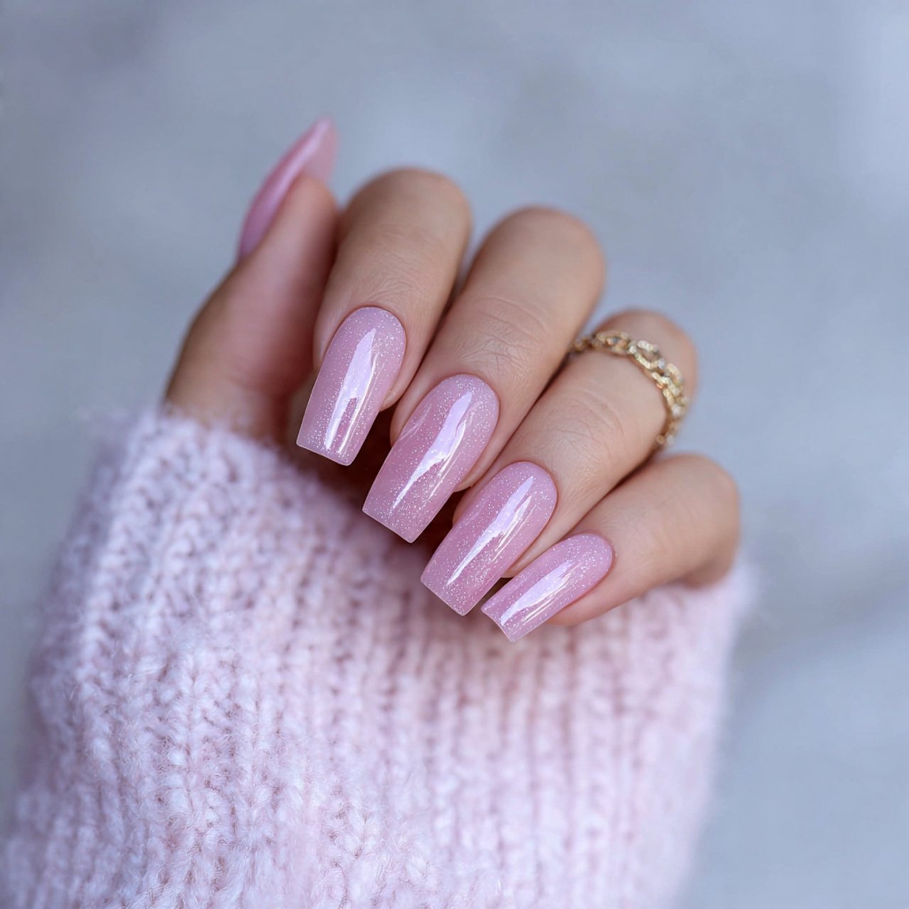 soft pink aura acrylic nails