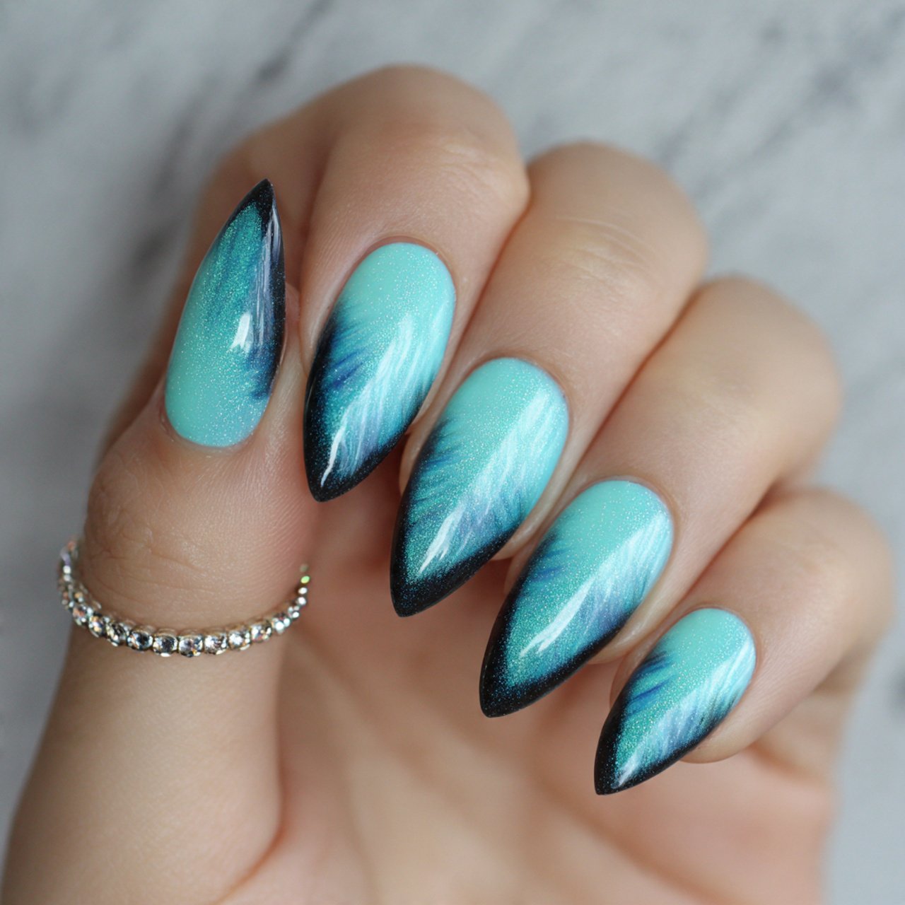 tiffany blue cat eye nails